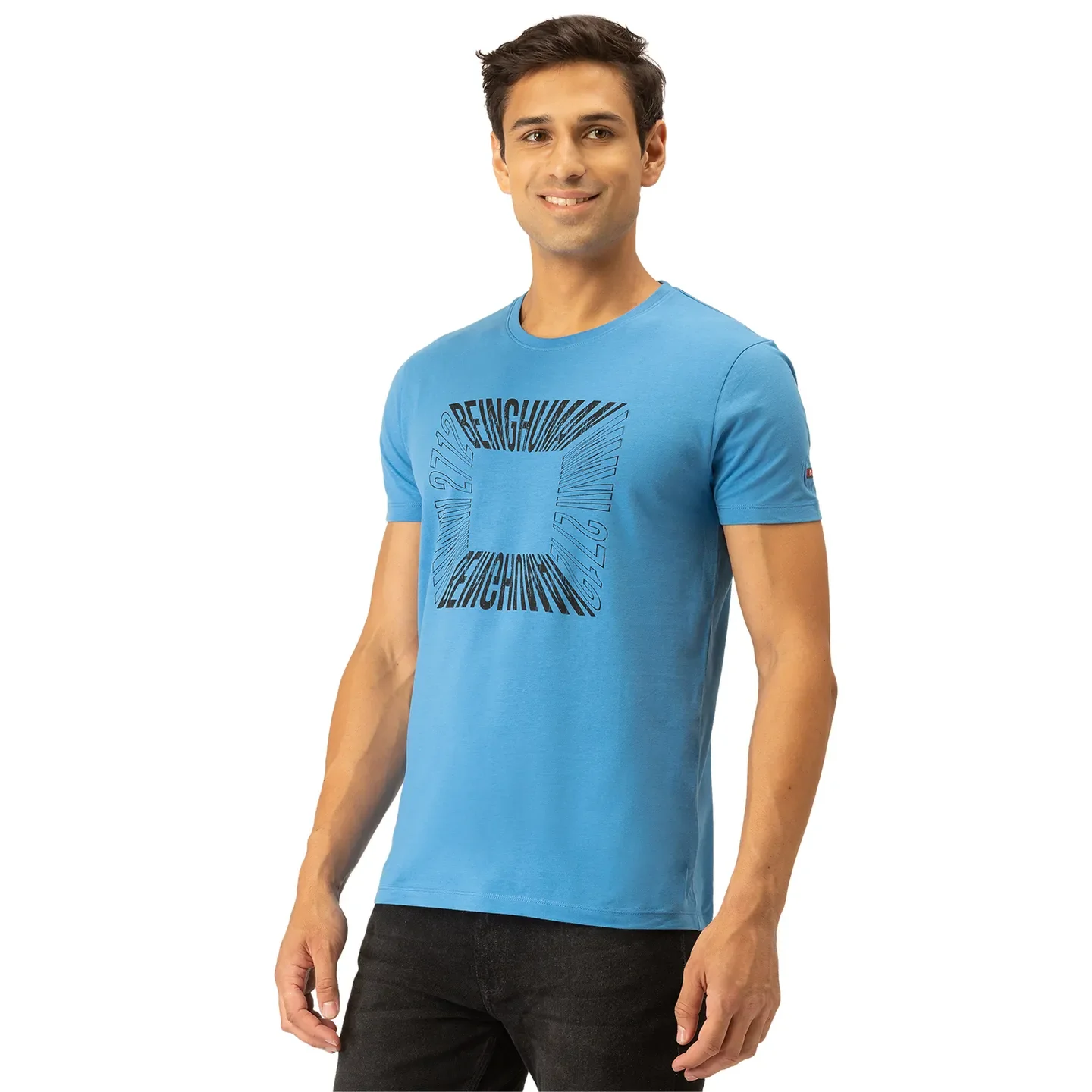 Blue Regular Fit Men's Short Sleeves T-Shirt by Being Human Clothing - Image 2