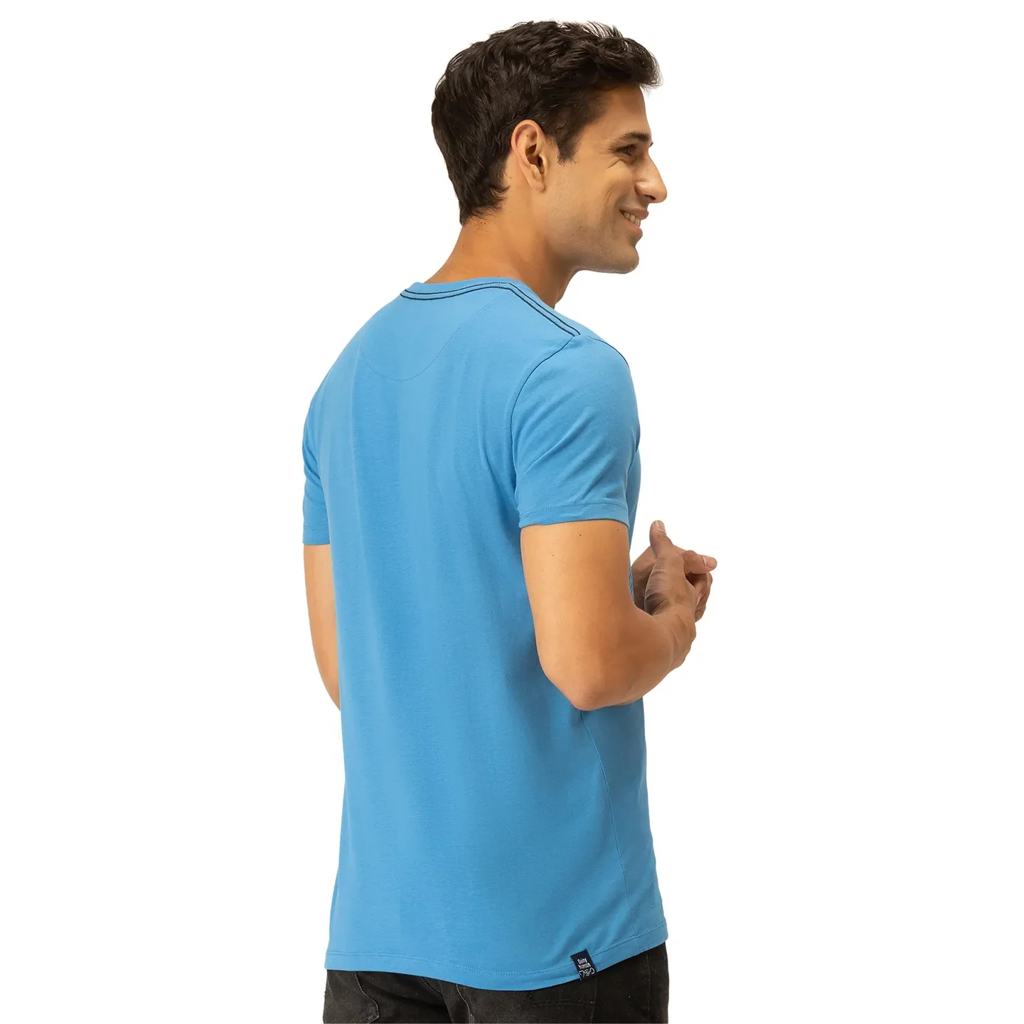 Blue Regular Fit Men's Short Sleeves T-Shirt by Being Human Clothing - Image 3