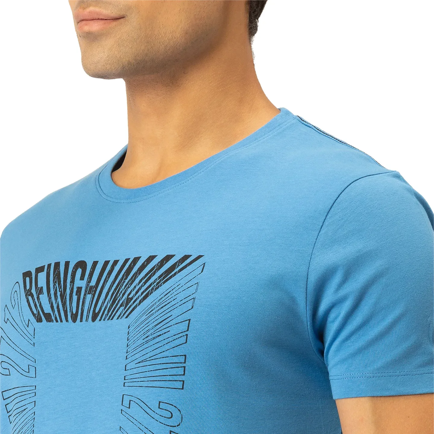 Blue Regular Fit Men's Short Sleeves T-Shirt by Being Human Clothing - Image 4