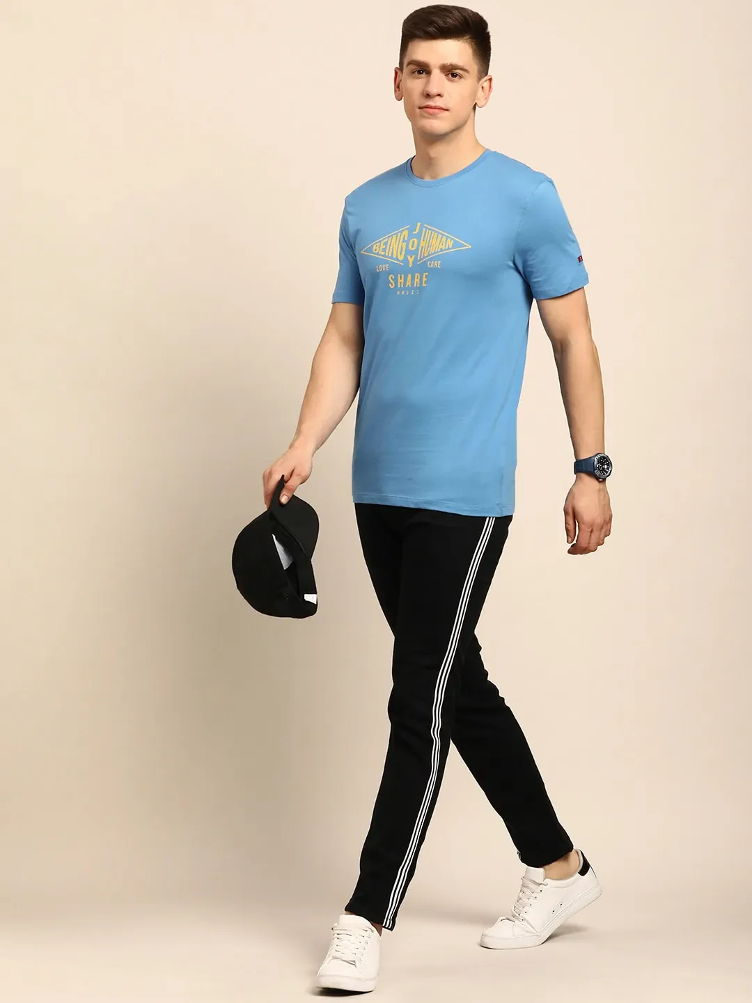 Blue Regular Fit Men's Short Sleeves T-Shirt by Being Human Clothing - Image 5