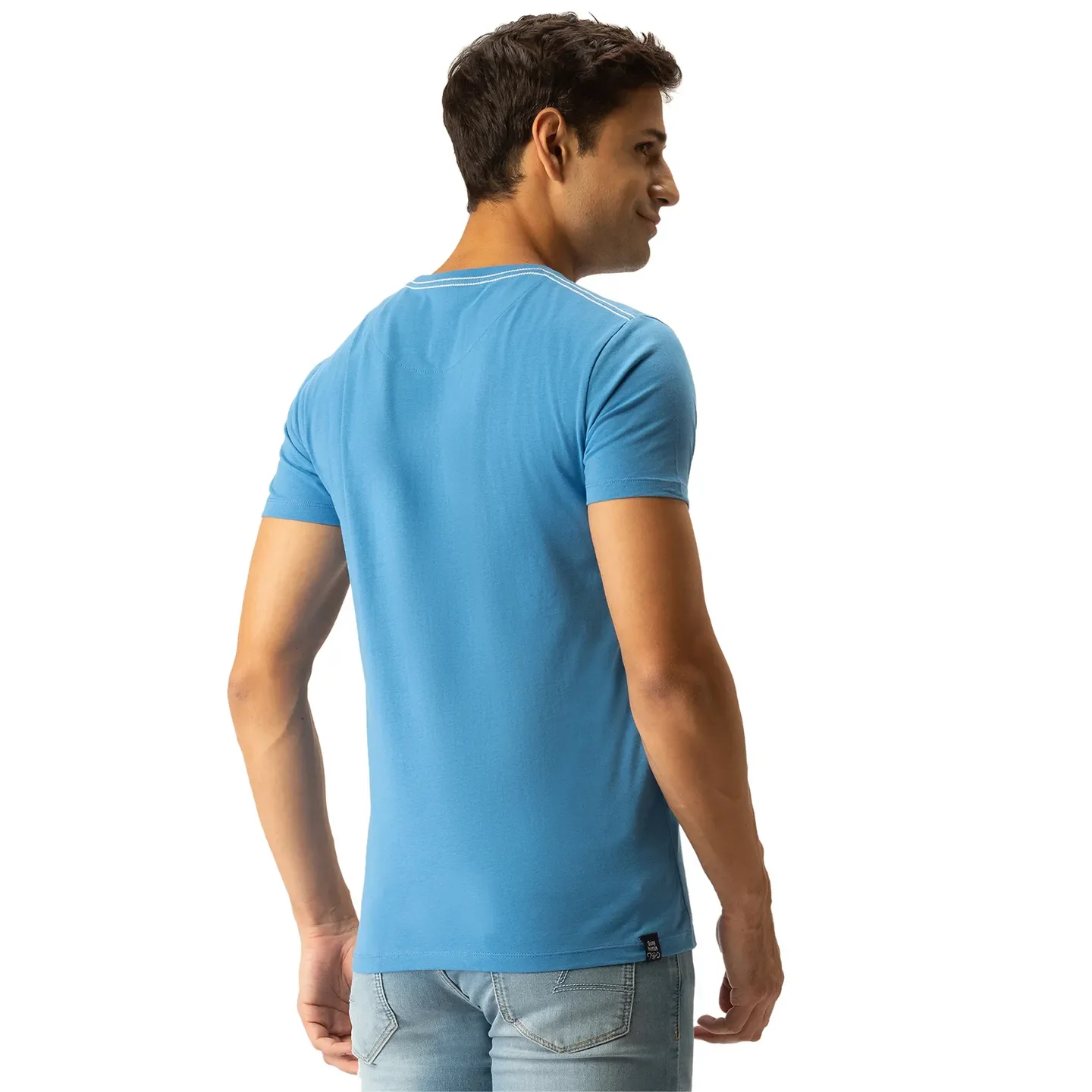 Blue Regular Fit Men's Short Sleeves T-Shirt by Being Human Clothing - Image 3