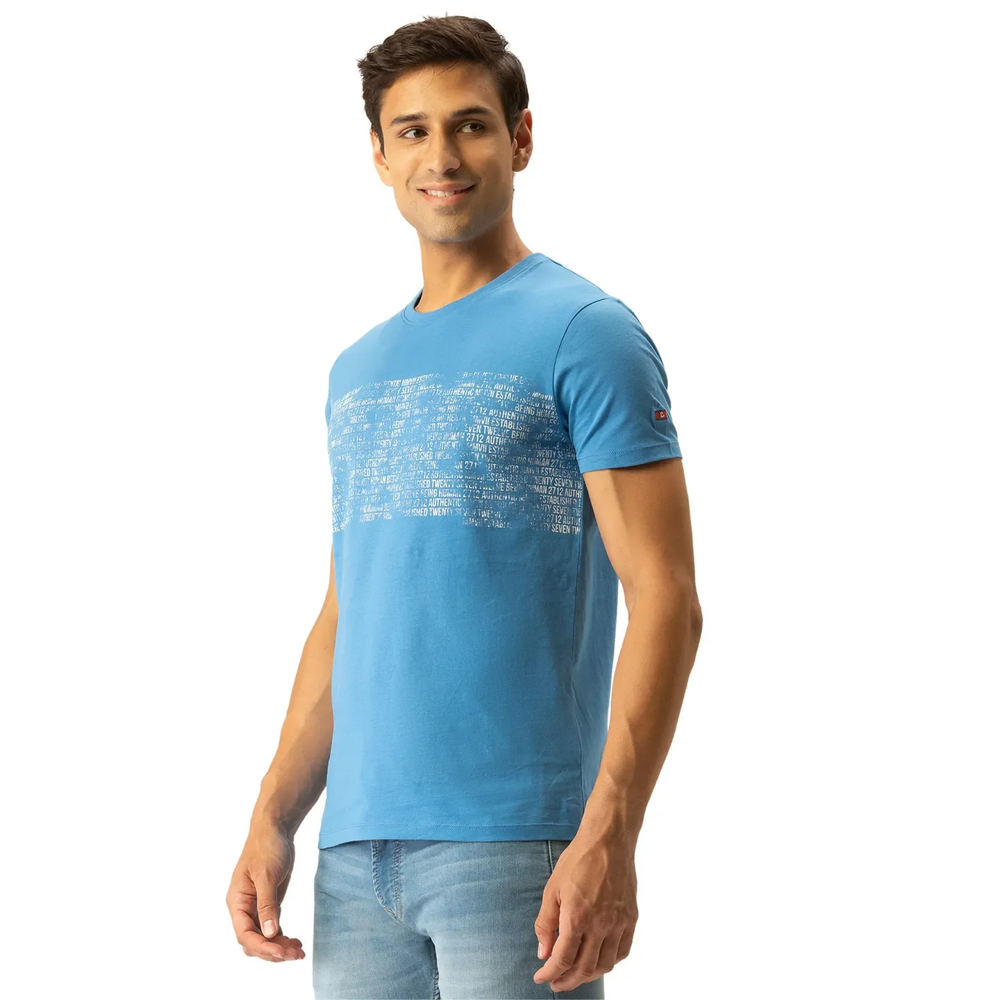 Blue Regular Fit Men's Short Sleeves T-Shirt by Being Human Clothing - Image 4
