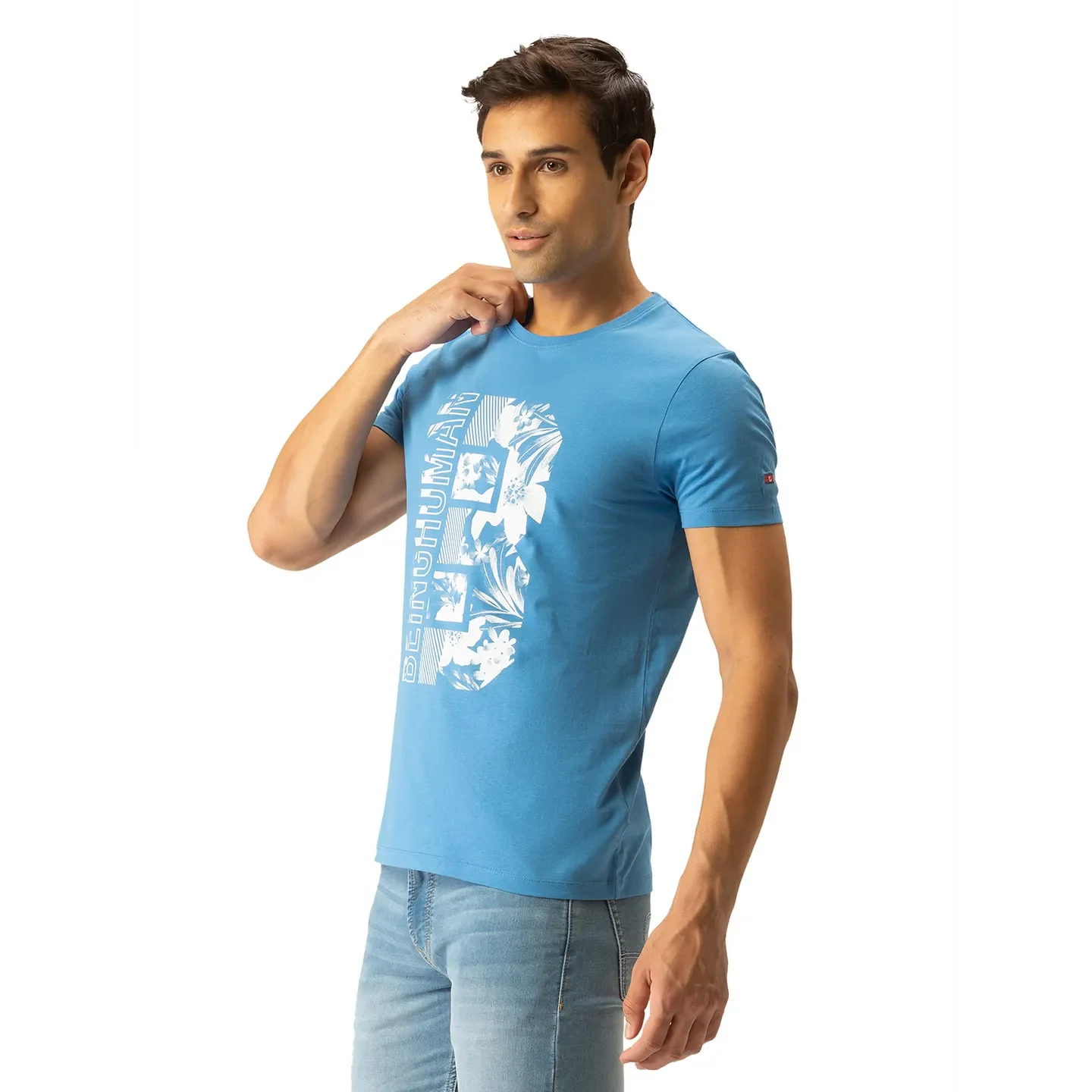 Blue Regular Fit Men's Short Sleeves T-Shirt by Being Human Clothing - Image 2