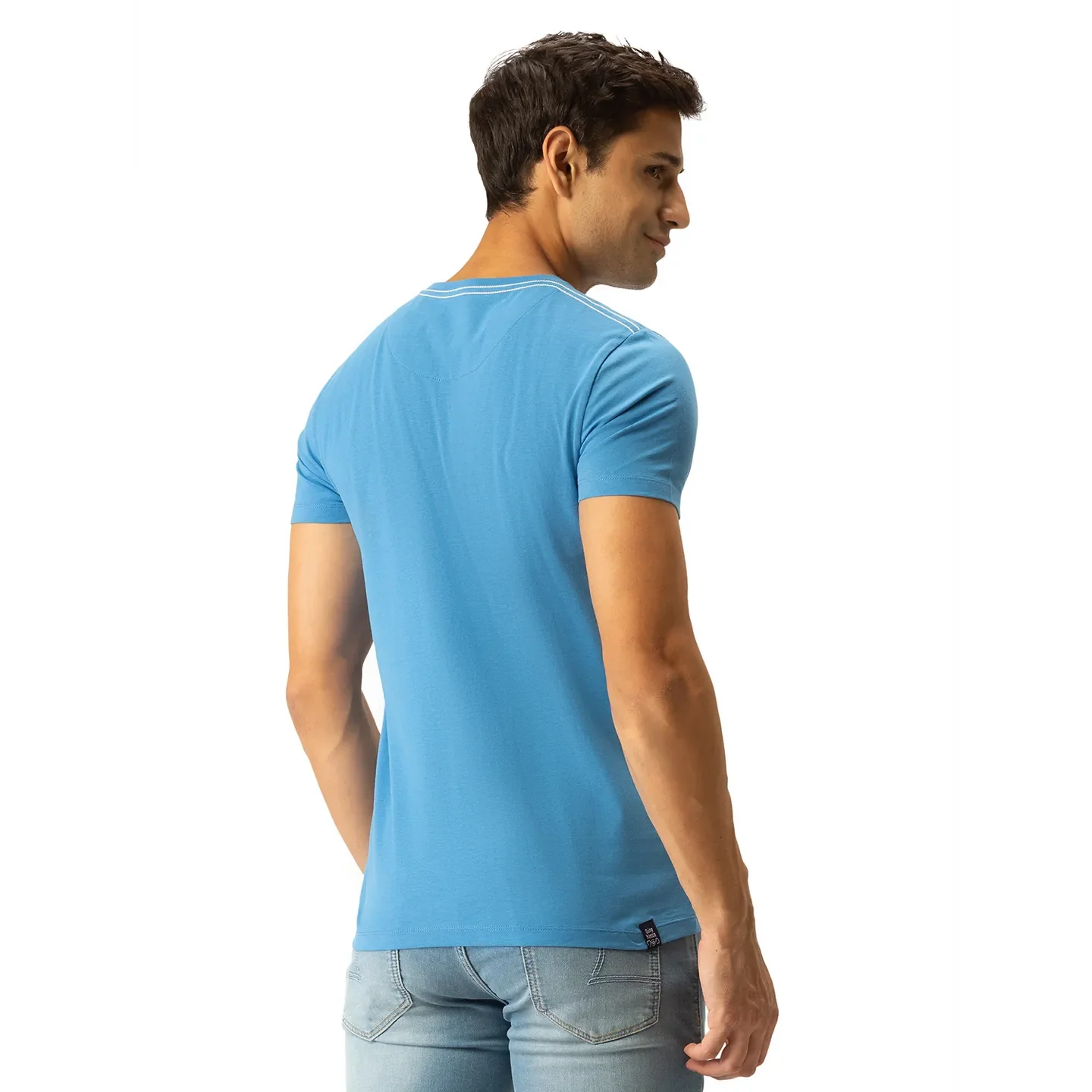 Blue Regular Fit Men's Short Sleeves T-Shirt by Being Human Clothing - Image 3