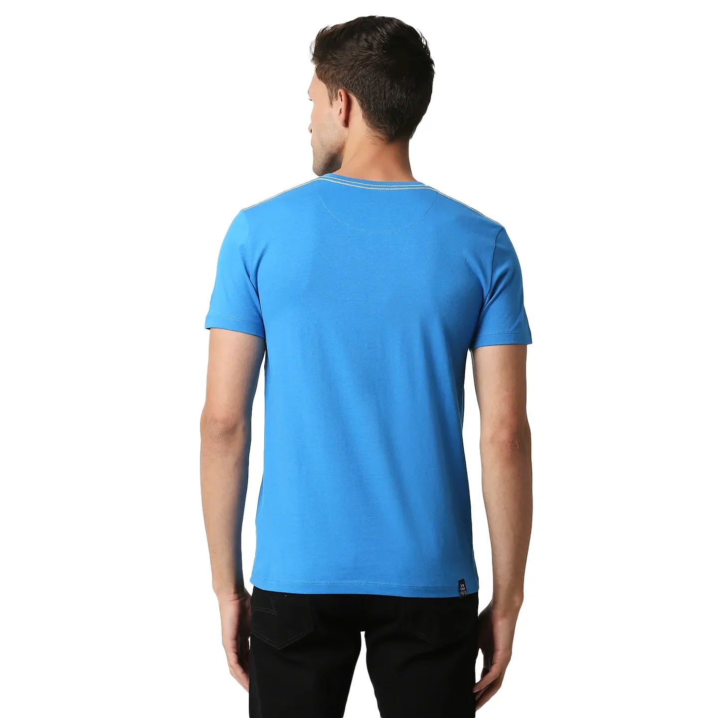 Blue Regular Fit Round Neck Men's T-Shirt by Being Human Clothing - Image 4