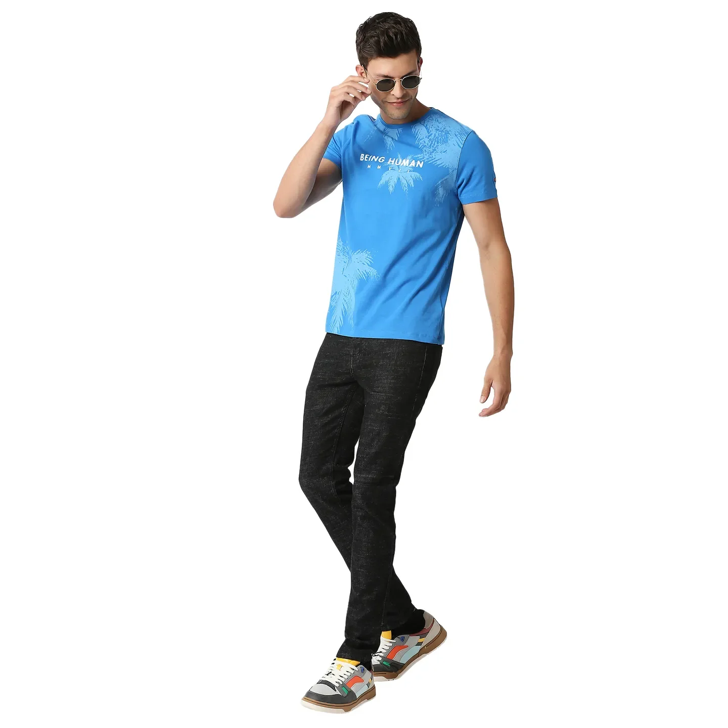 Blue Regular Fit Men's Short Sleeves T-Shirt by Being Human Clothing - Image 6