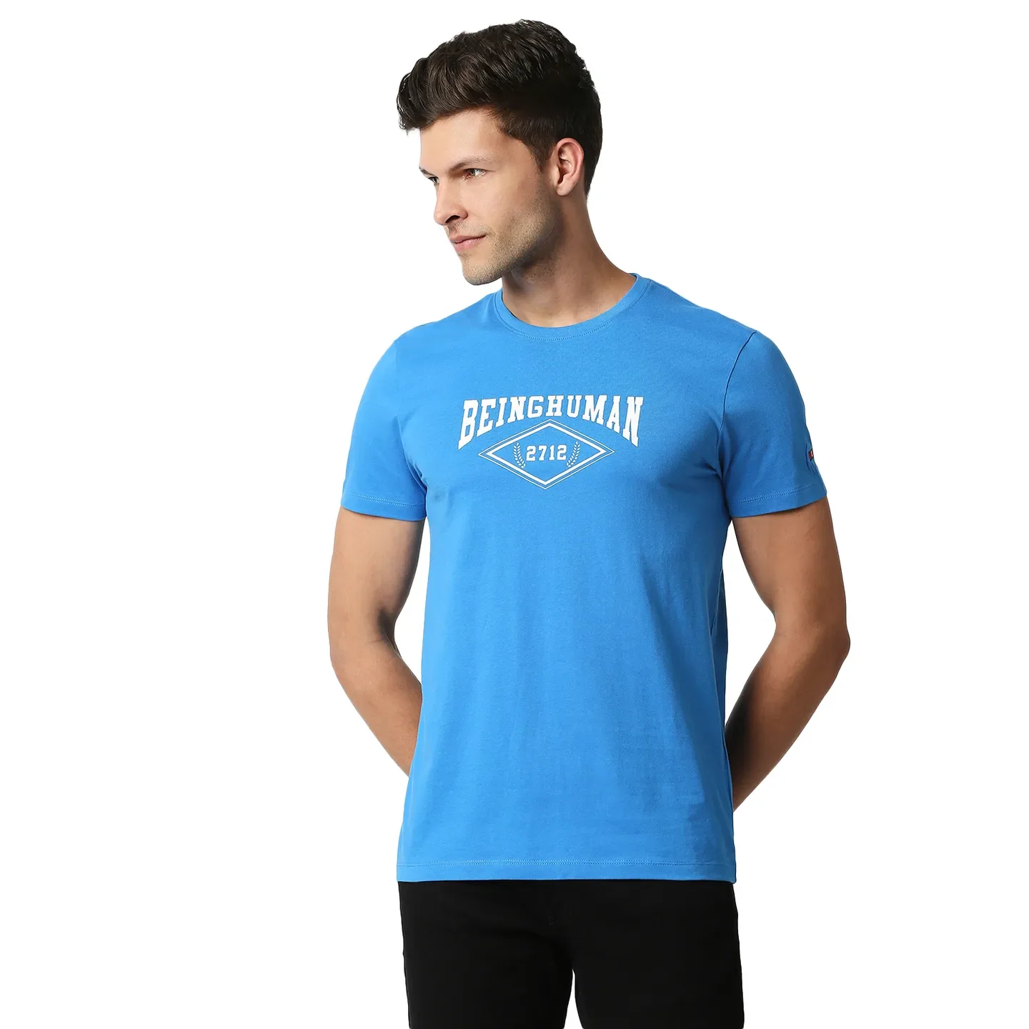 Blue Regular Fit Men's Short Sleeves T-Shirt by Being Human Clothing