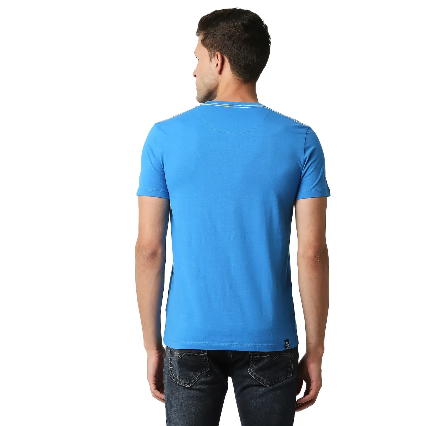 Blue Regular Fit Men's Short Sleeves T-Shirt by Being Human Clothing - Image 4