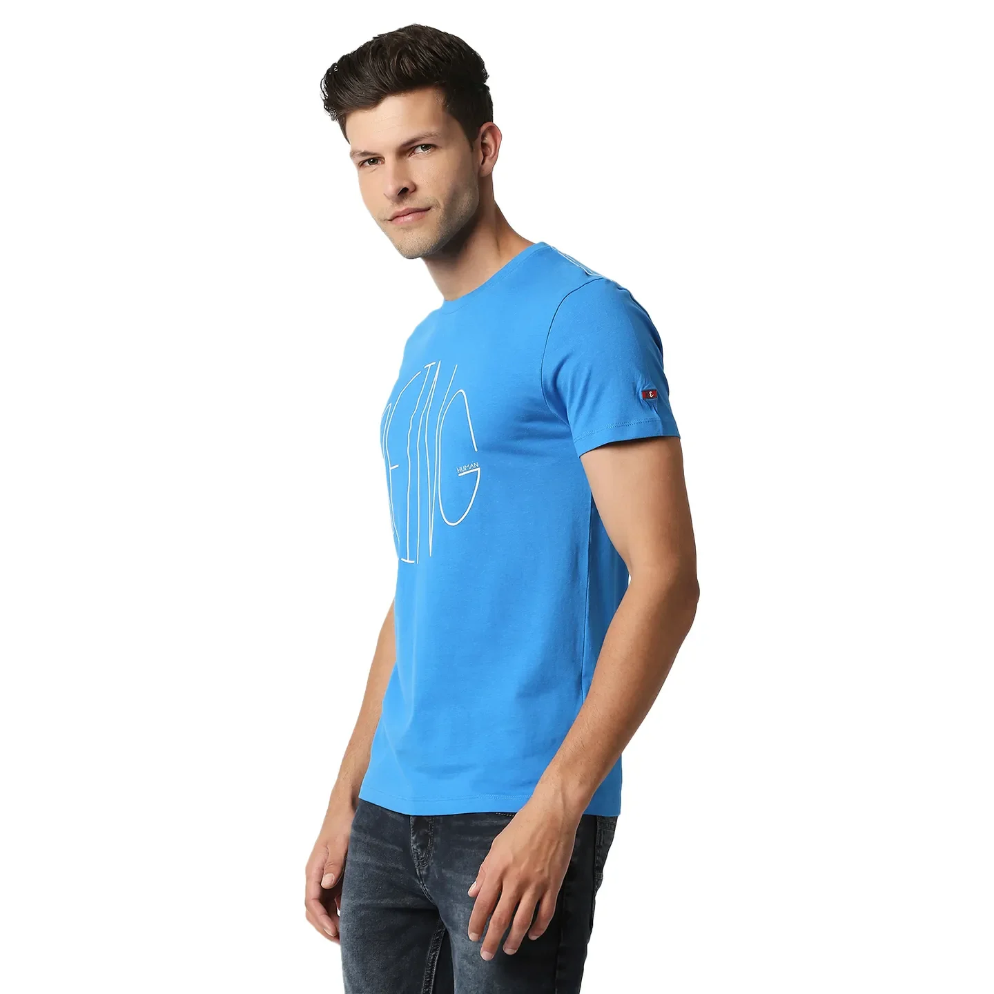 Blue Regular Fit Men's Short Sleeves T-Shirt by Being Human Clothing - Image 2