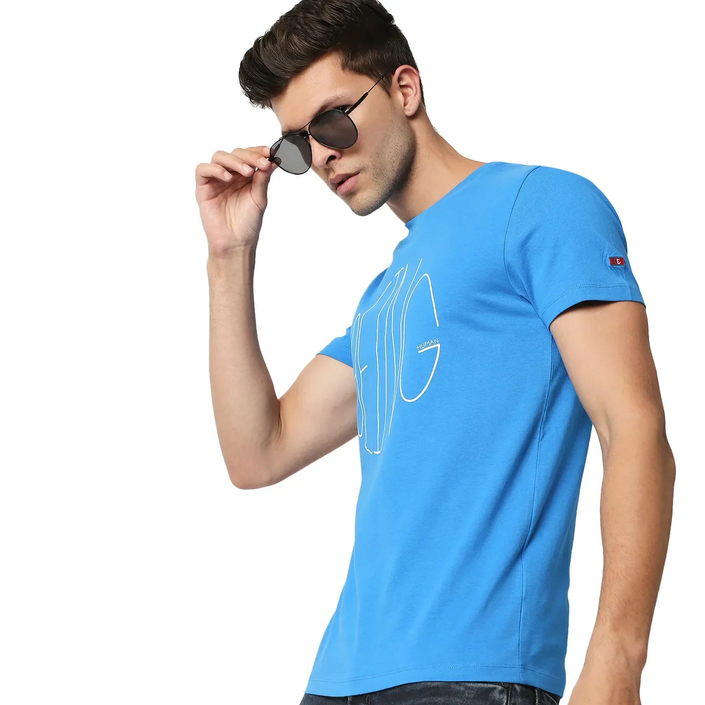 Blue Regular Fit Men's Short Sleeves T-Shirt by Being Human Clothing - Image 7