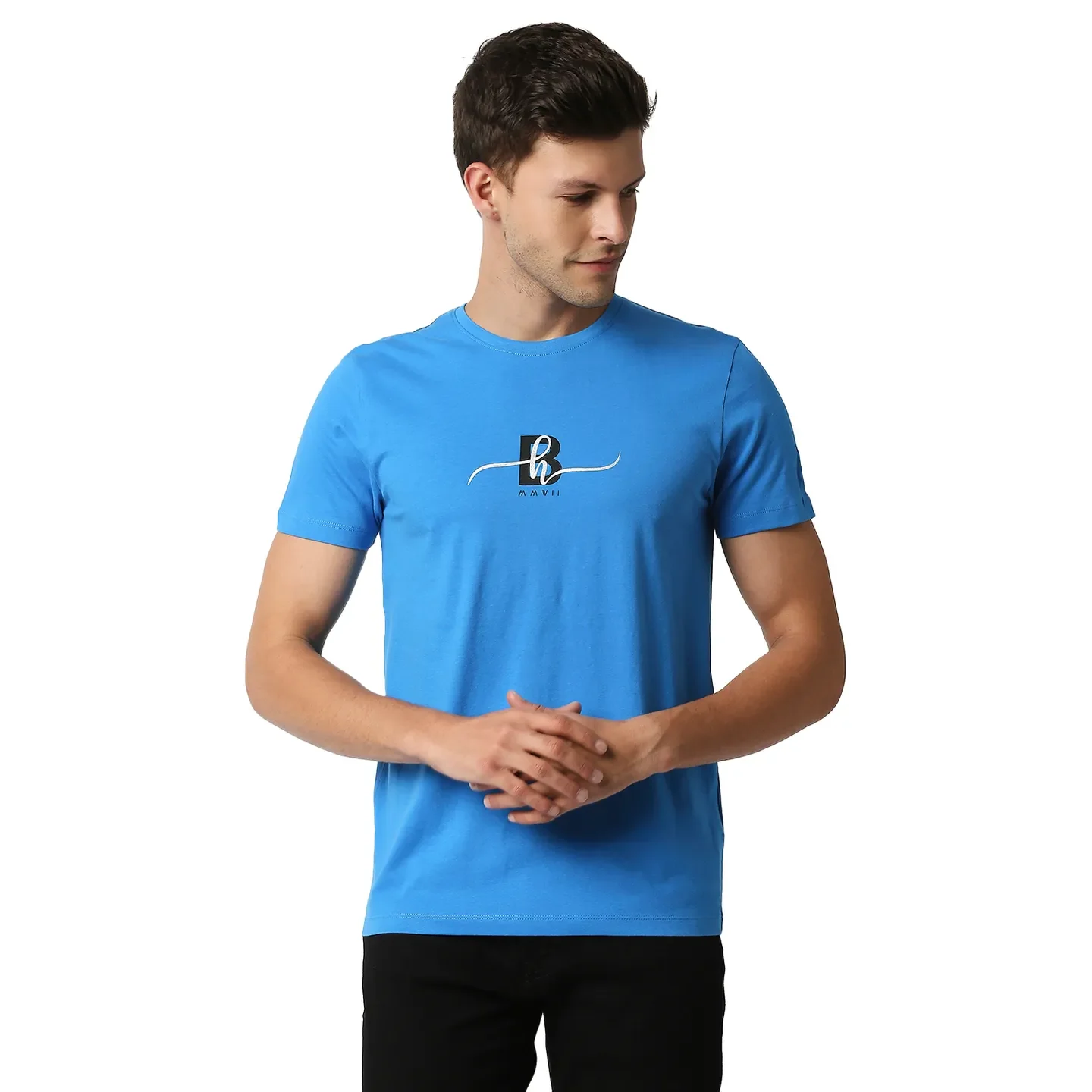 Blue Regular Fit Men's Short Sleeves T-Shirt by Being Human Clothing