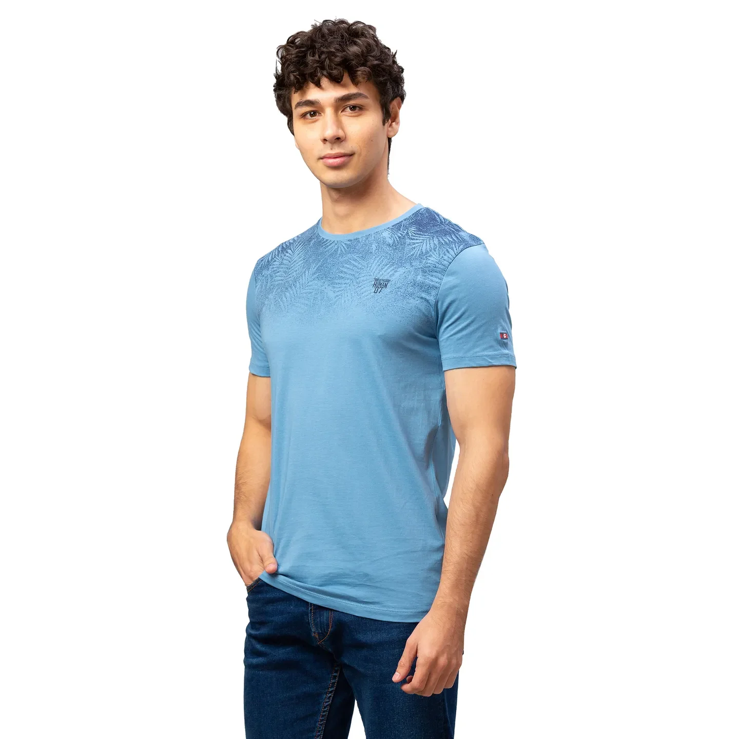 Blue Regular Fit Men's Short Sleeves T-Shirt by Being Human Clothing - Image 4