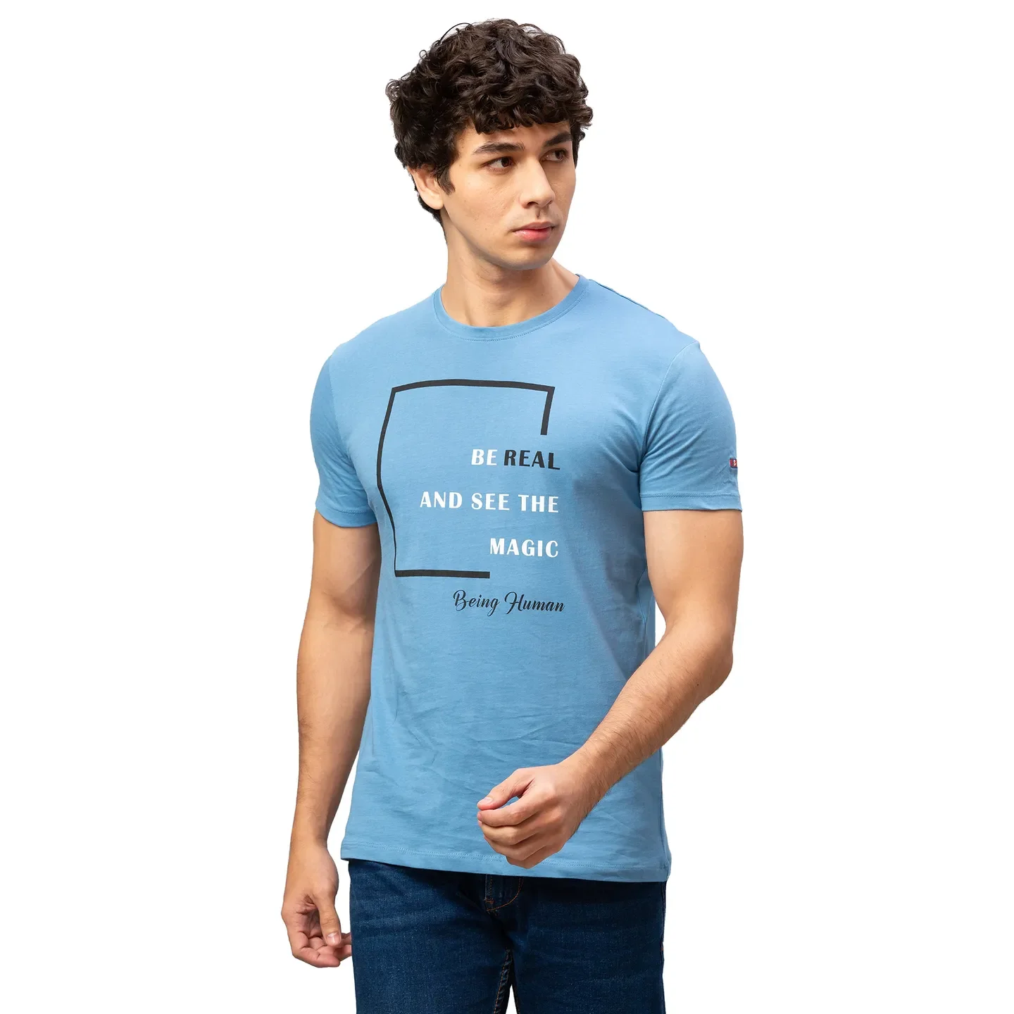 Blue Regular Fit Men's Short Sleeves T-Shirt by Being Human Clothing
