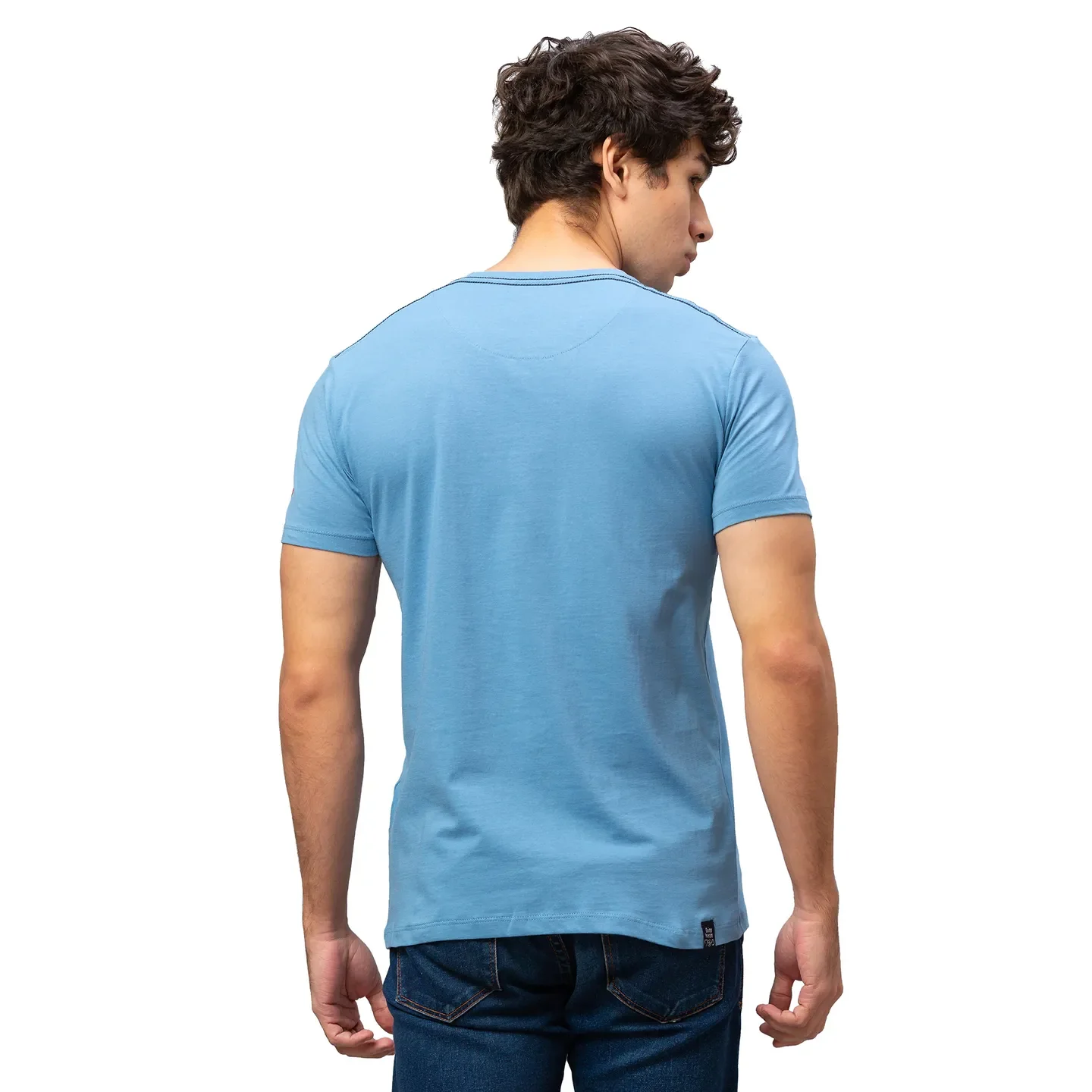 Blue Regular Fit Men's Short Sleeves T-Shirt by Being Human Clothing - Image 3