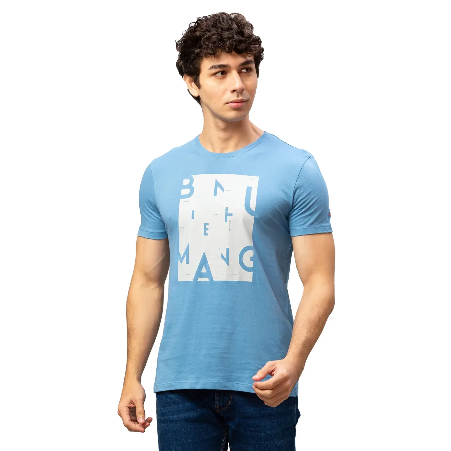 Blue Regular Fit Men's Short Sleeves T-Shirt by Being Human Clothing