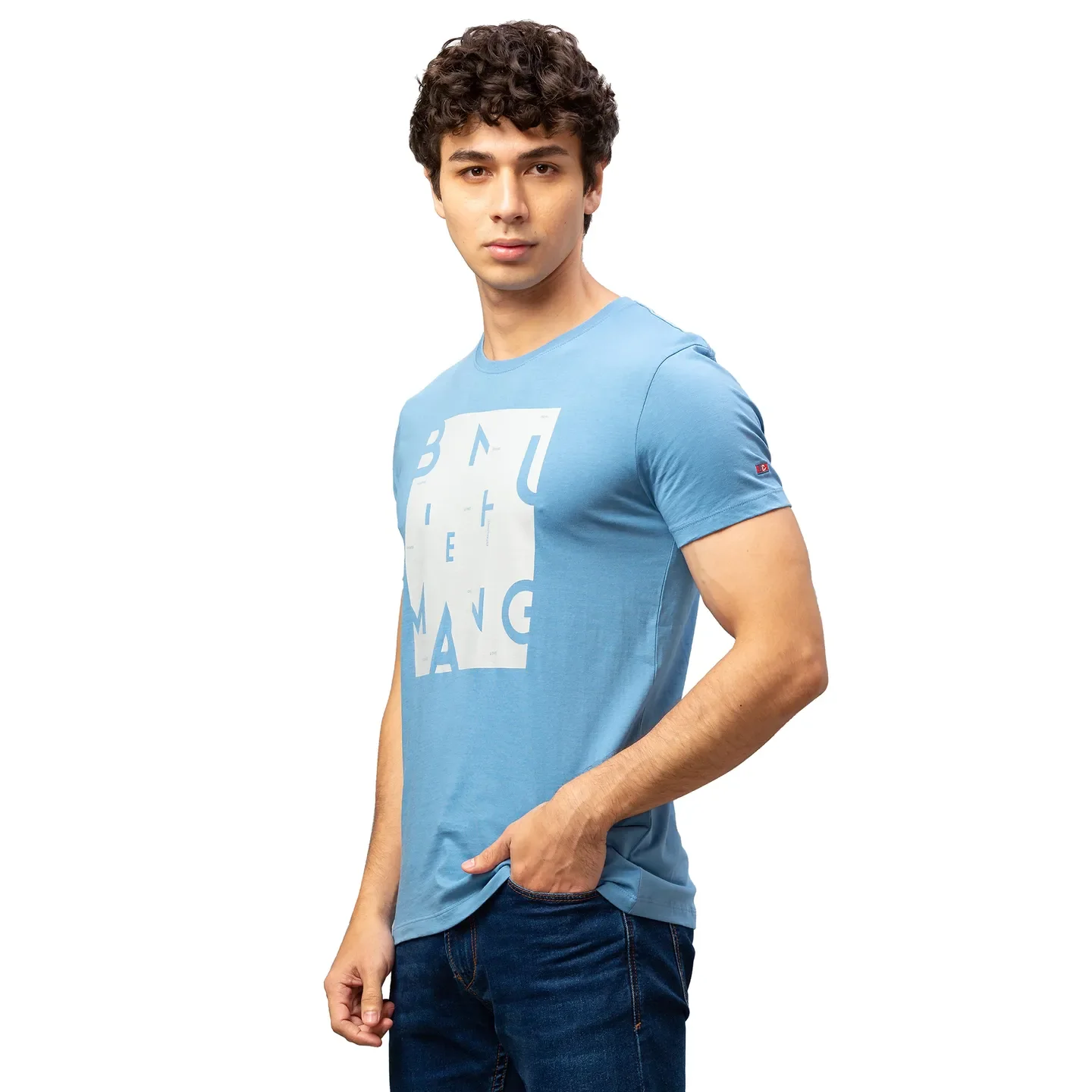 Blue Regular Fit Men's Short Sleeves T-Shirt by Being Human Clothing - Image 4