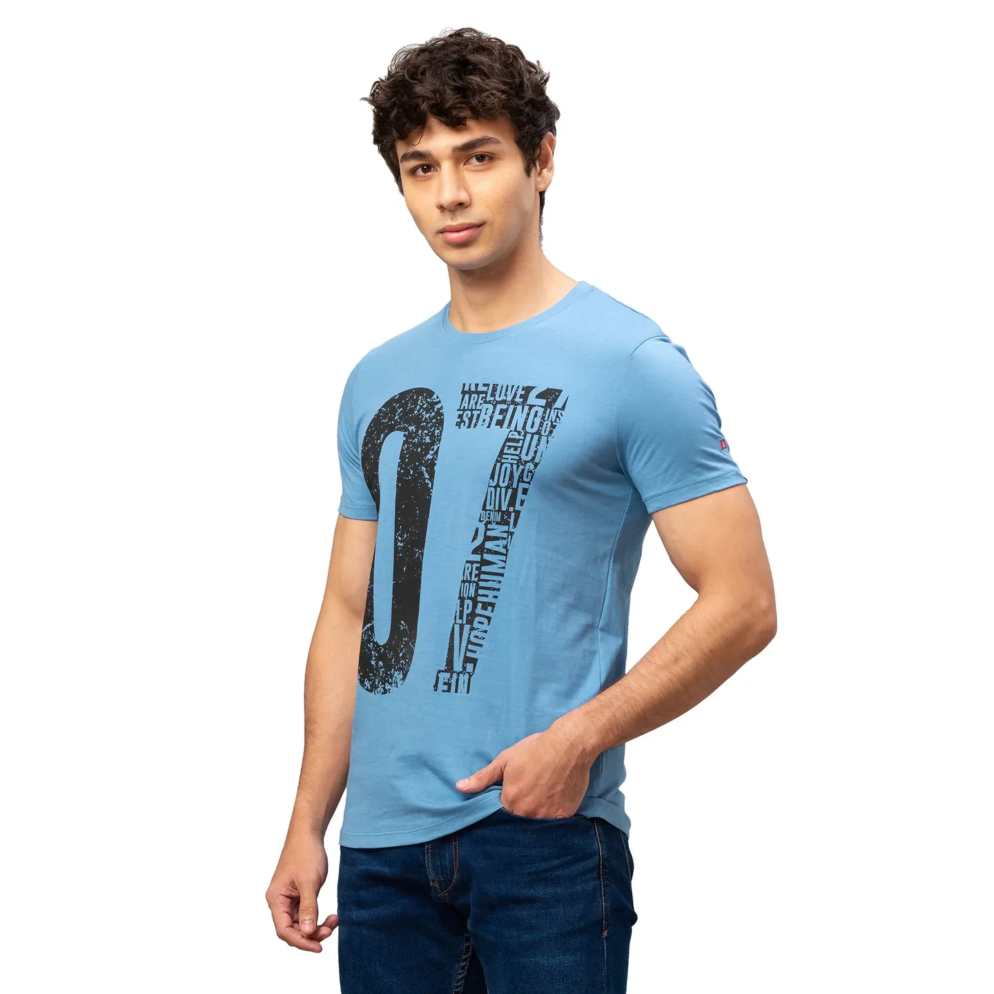 Blue Regular Fit Men's Short Sleeves T-Shirt by Being Human Clothing - Image 4