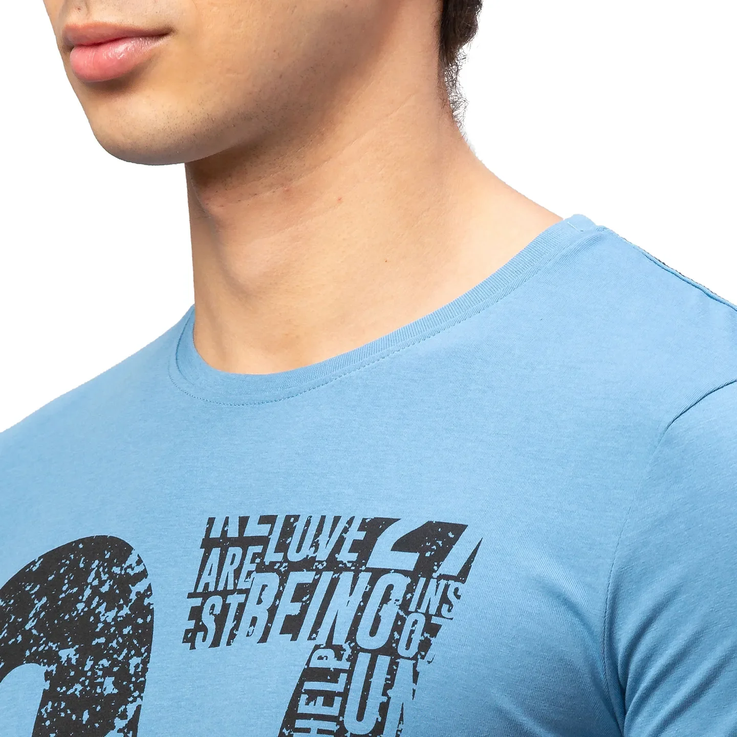 Blue Regular Fit Men's Short Sleeves T-Shirt by Being Human Clothing - Image 5