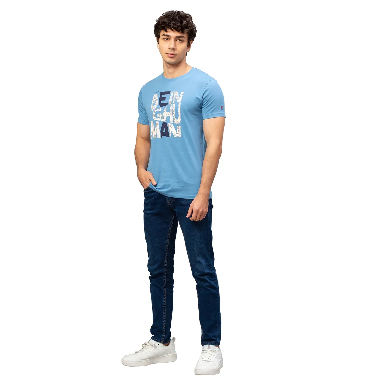 Blue Regular Fit Men's Short Sleeves T-Shirt by Being Human Clothing - Image 2