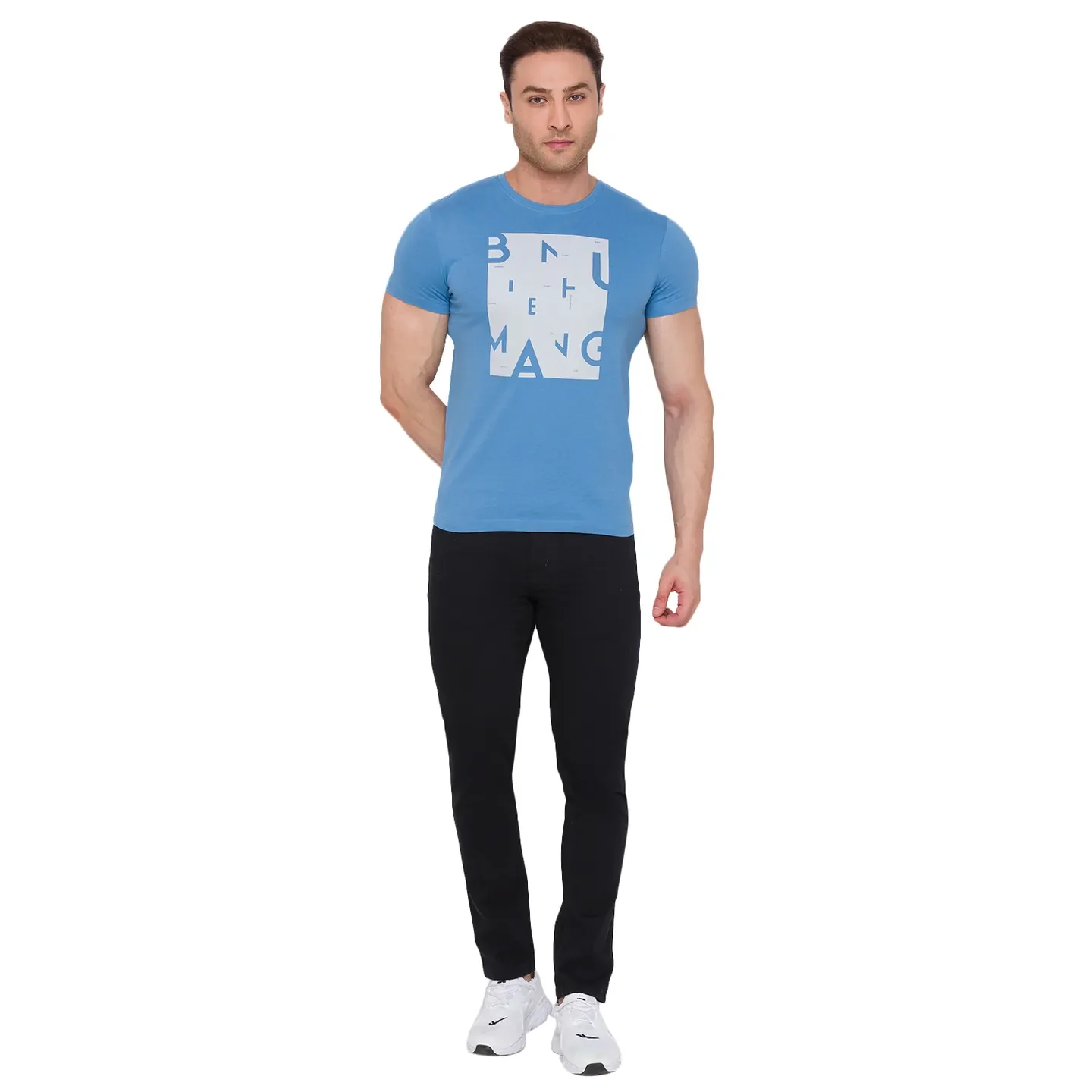 Blue Regular Fit Men's Short Sleeves T-Shirt by Being Human Clothing - Image 2