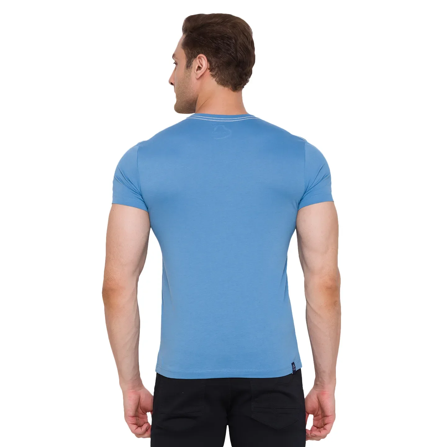Blue Regular Fit Men's Short Sleeves T-Shirt by Being Human Clothing - Image 3
