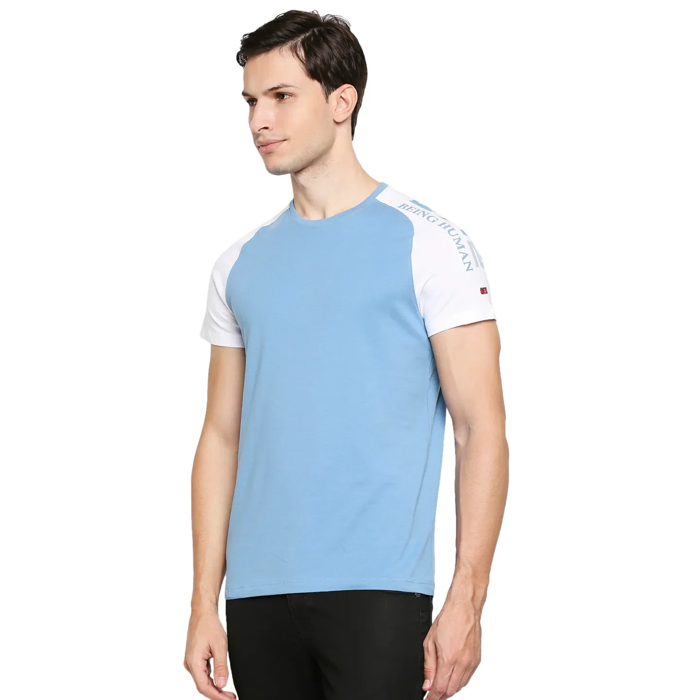 Blue Regular Fit Men's Short Sleeves T-Shirt by Being Human Clothing - Image 2