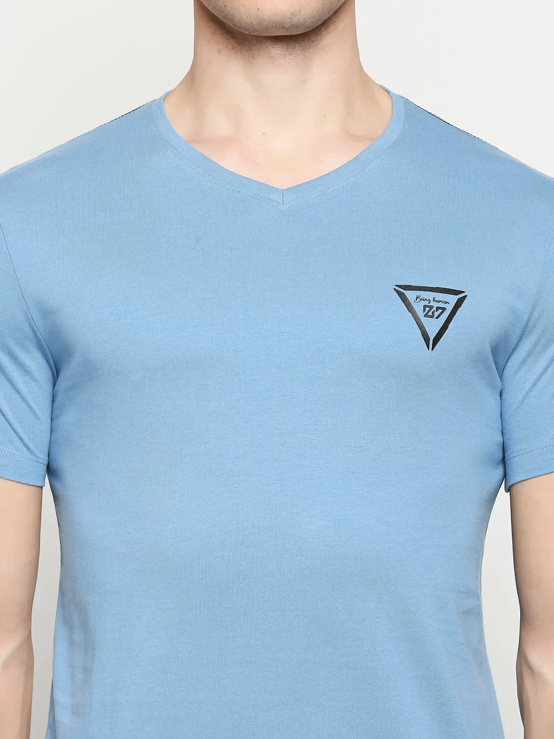 Blue Regular Fit Men's Short Sleeves T-Shirt by Being Human Clothing - Image 5