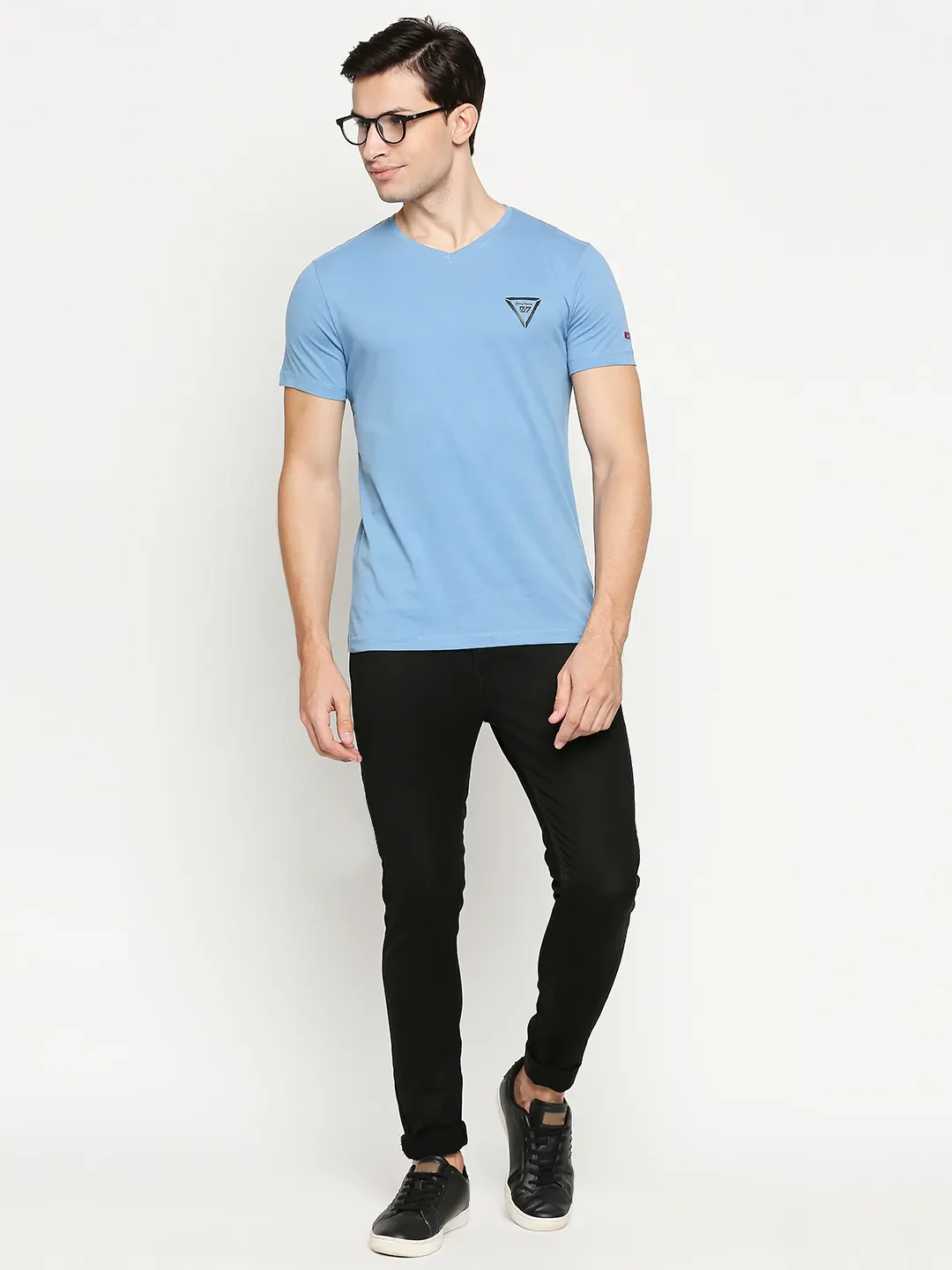 Blue Regular Fit Men's Short Sleeves T-Shirt by Being Human Clothing - Image 6