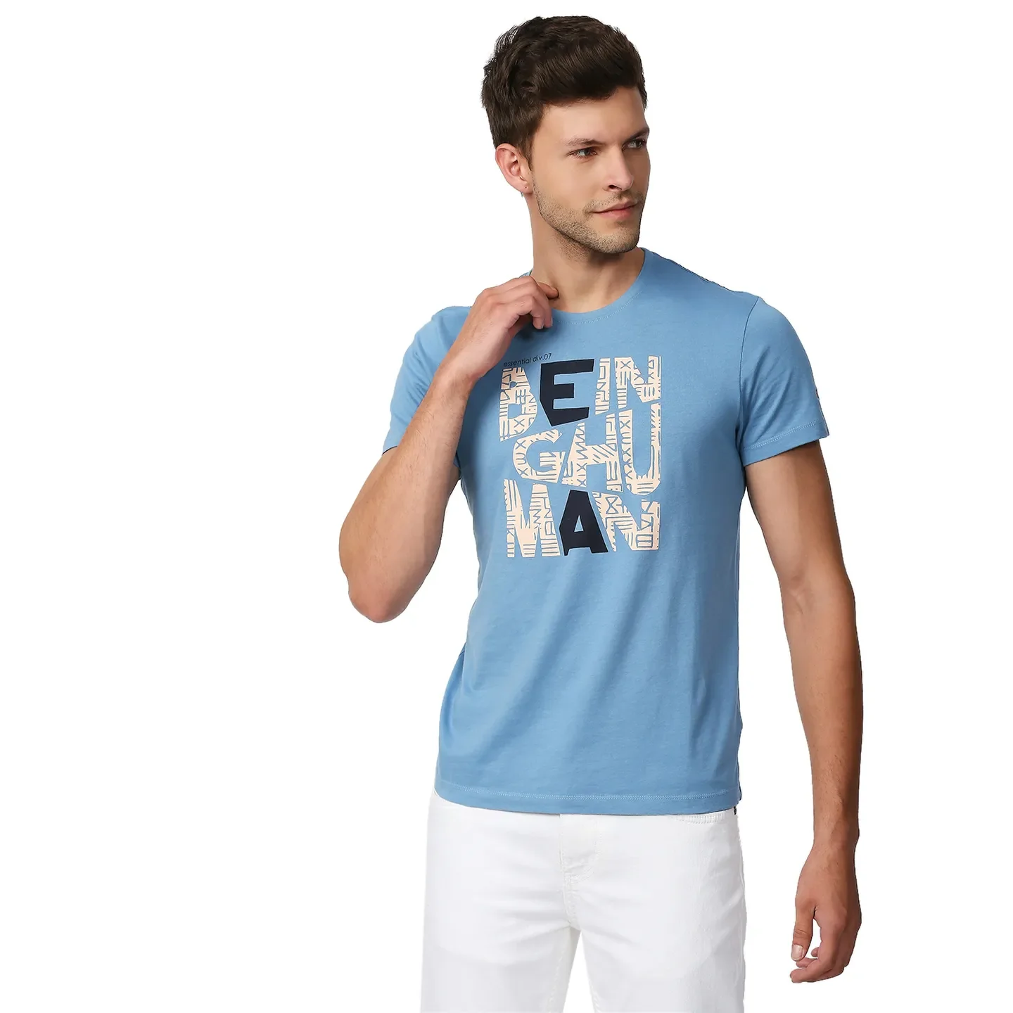 Blue Regular Fit Men's Short Sleeves T-Shirt by Being Human Clothing