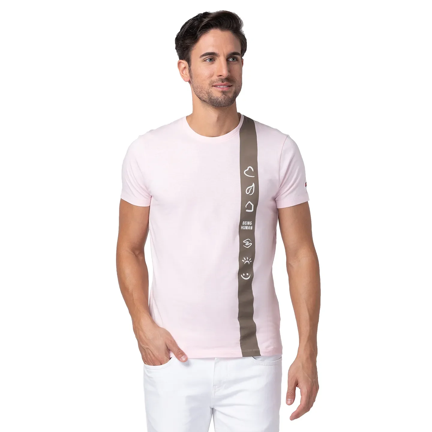 Pink Regular Fit Men's Short Sleeves T-Shirt by Being Human Clothing
