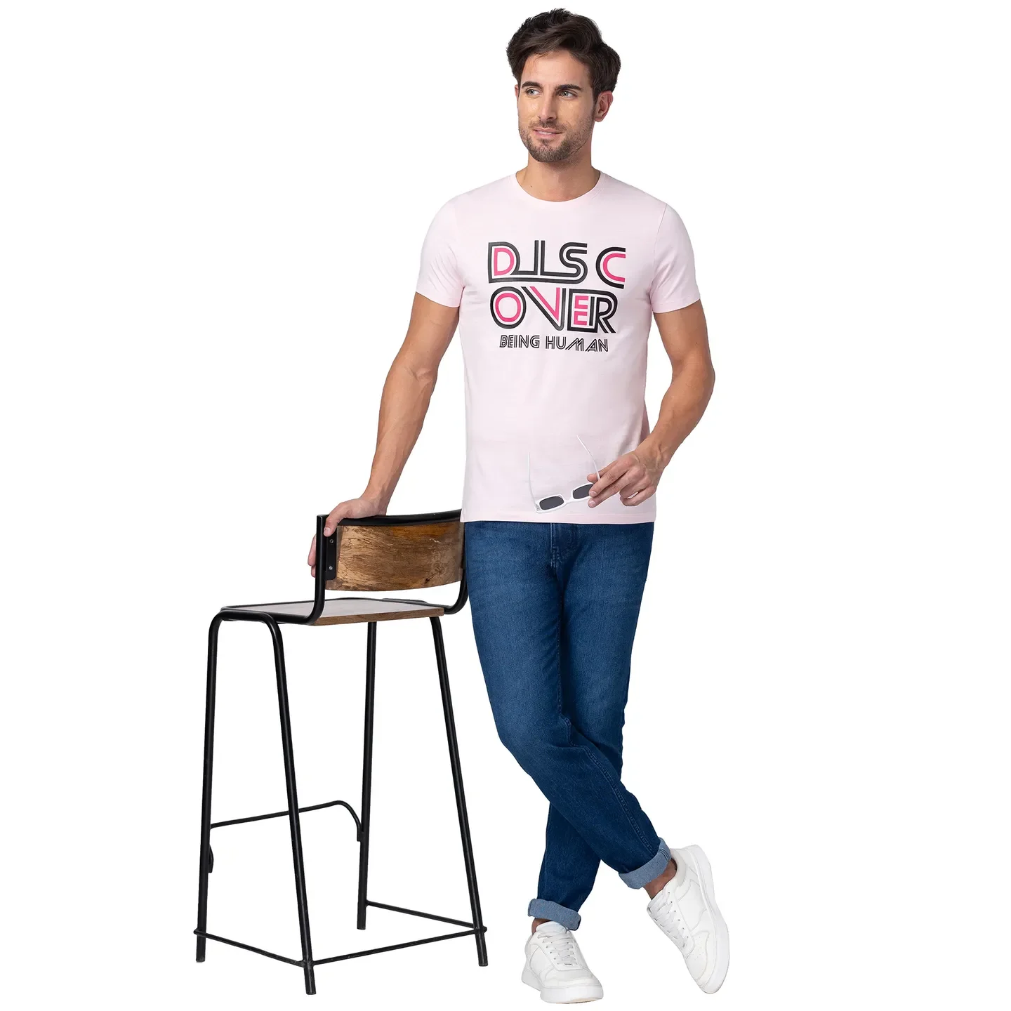 Pink Regular Fit Men's Short Sleeves T-Shirt by Being Human Clothing - Image 2