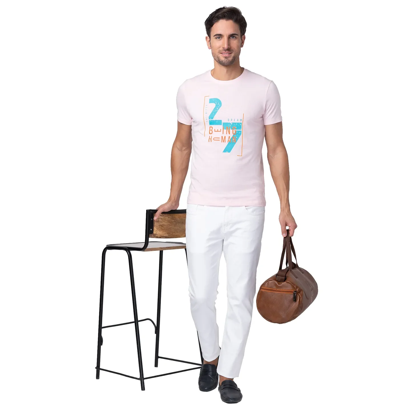 Pink Regular Fit Men's Short Sleeves T-Shirt by Being Human Clothing - Image 6