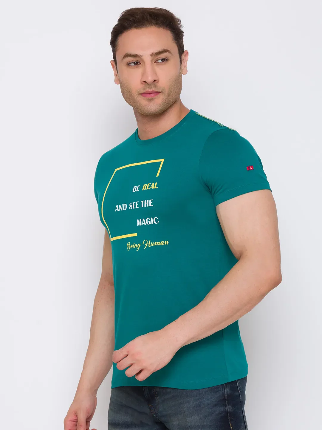 Green Regular Fit Men's Short Sleeves T-Shirt by Being Human Clothing - Image 4