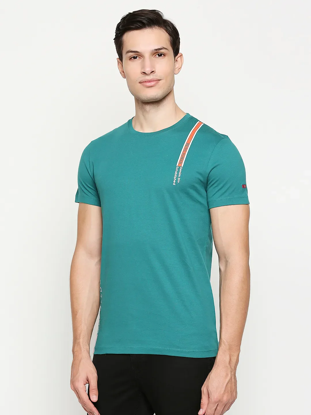 Green Regular Fit Men's Short Sleeves T-Shirt by Being Human Clothing - Image 2
