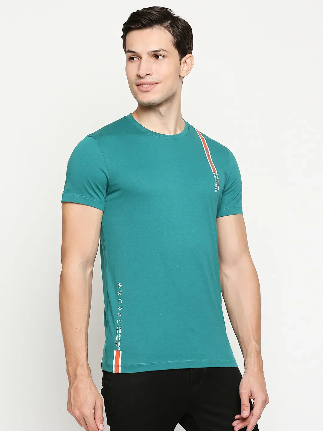 Green Regular Fit Men's Short Sleeves T-Shirt by Being Human Clothing - Image 3