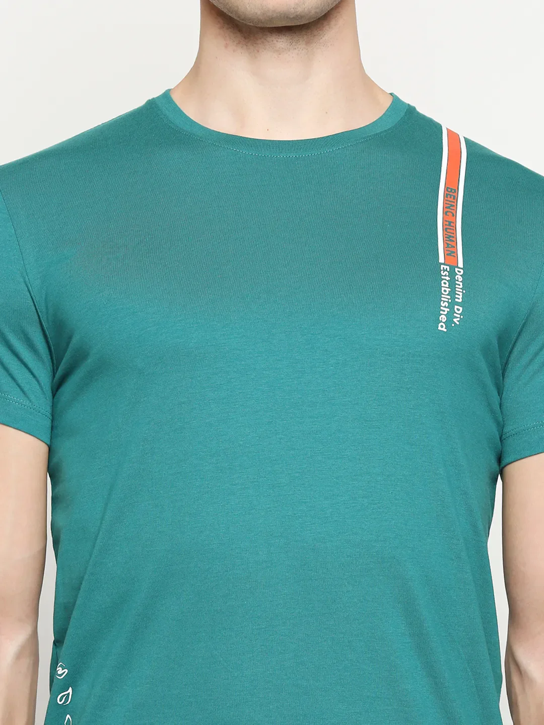 Green Regular Fit Men's Short Sleeves T-Shirt by Being Human Clothing - Image 5