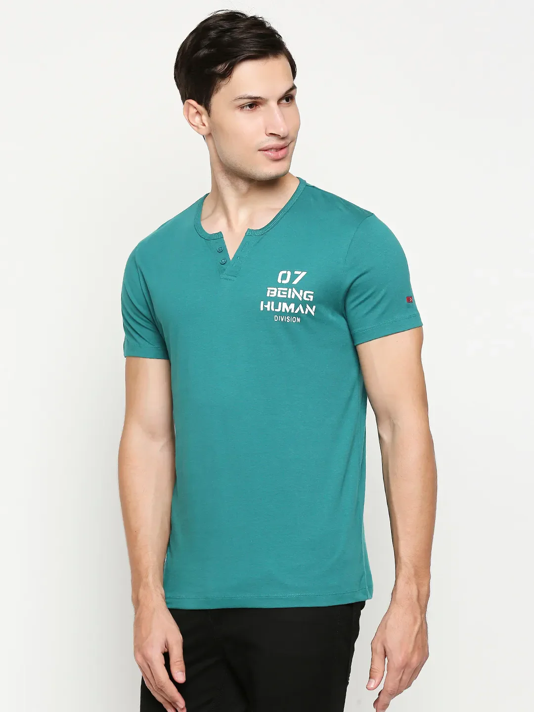Green Regular Fit Men's Short Sleeves T-Shirt by Being Human Clothing - Image 2