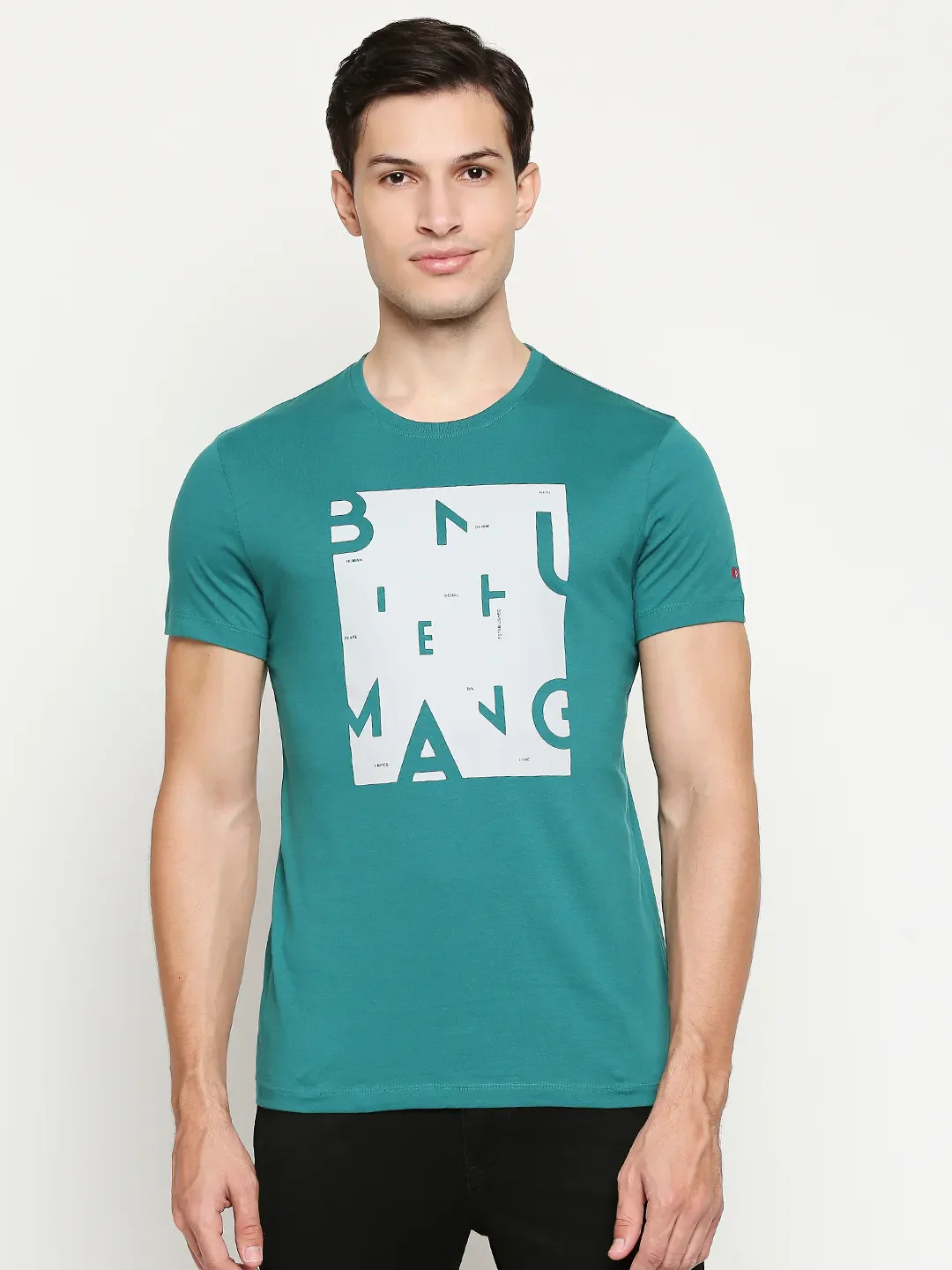 Green Regular Fit Men's Short Sleeves T-Shirt by Being Human Clothing