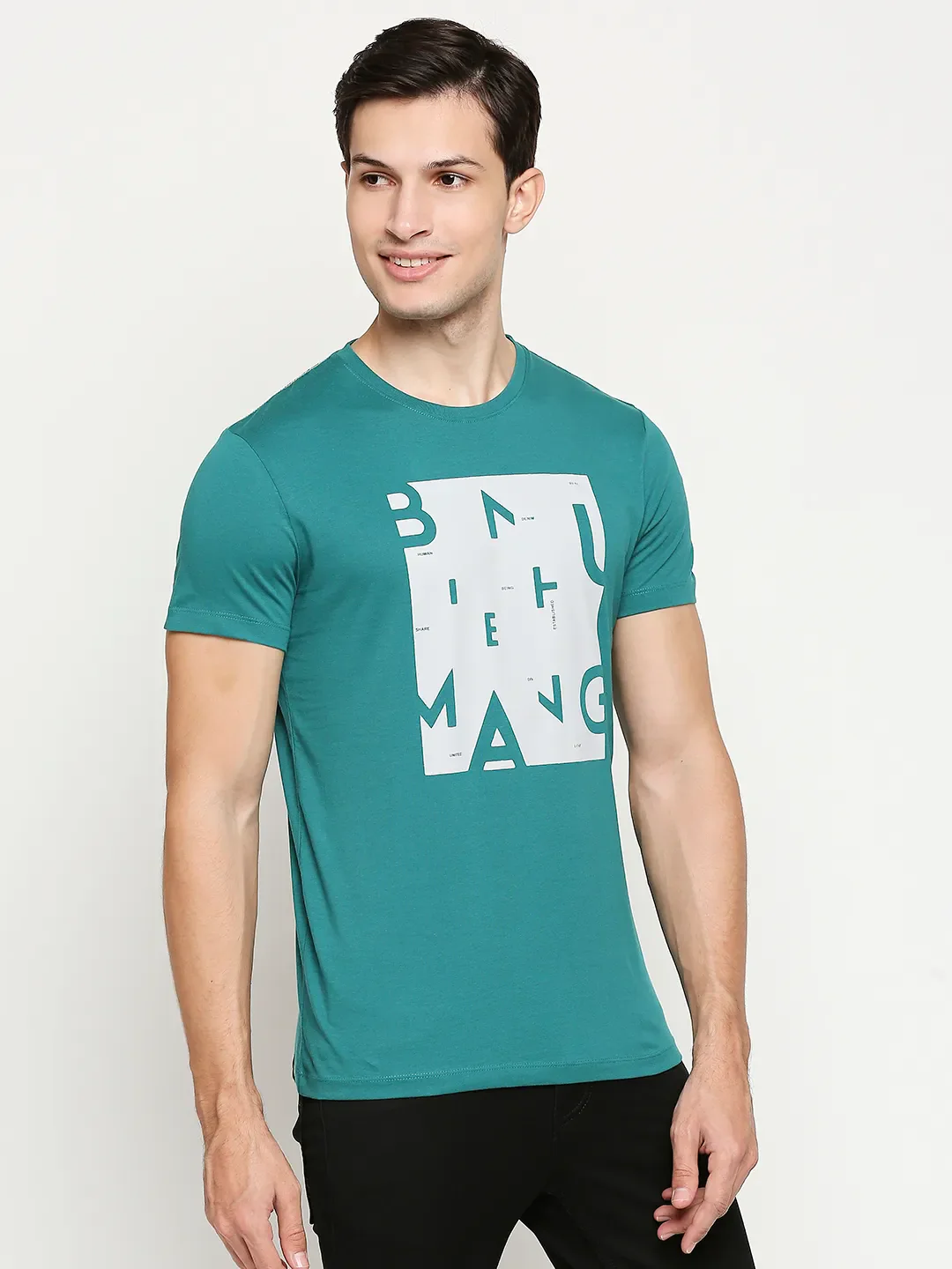 Green Regular Fit Men's Short Sleeves T-Shirt by Being Human Clothing - Image 10