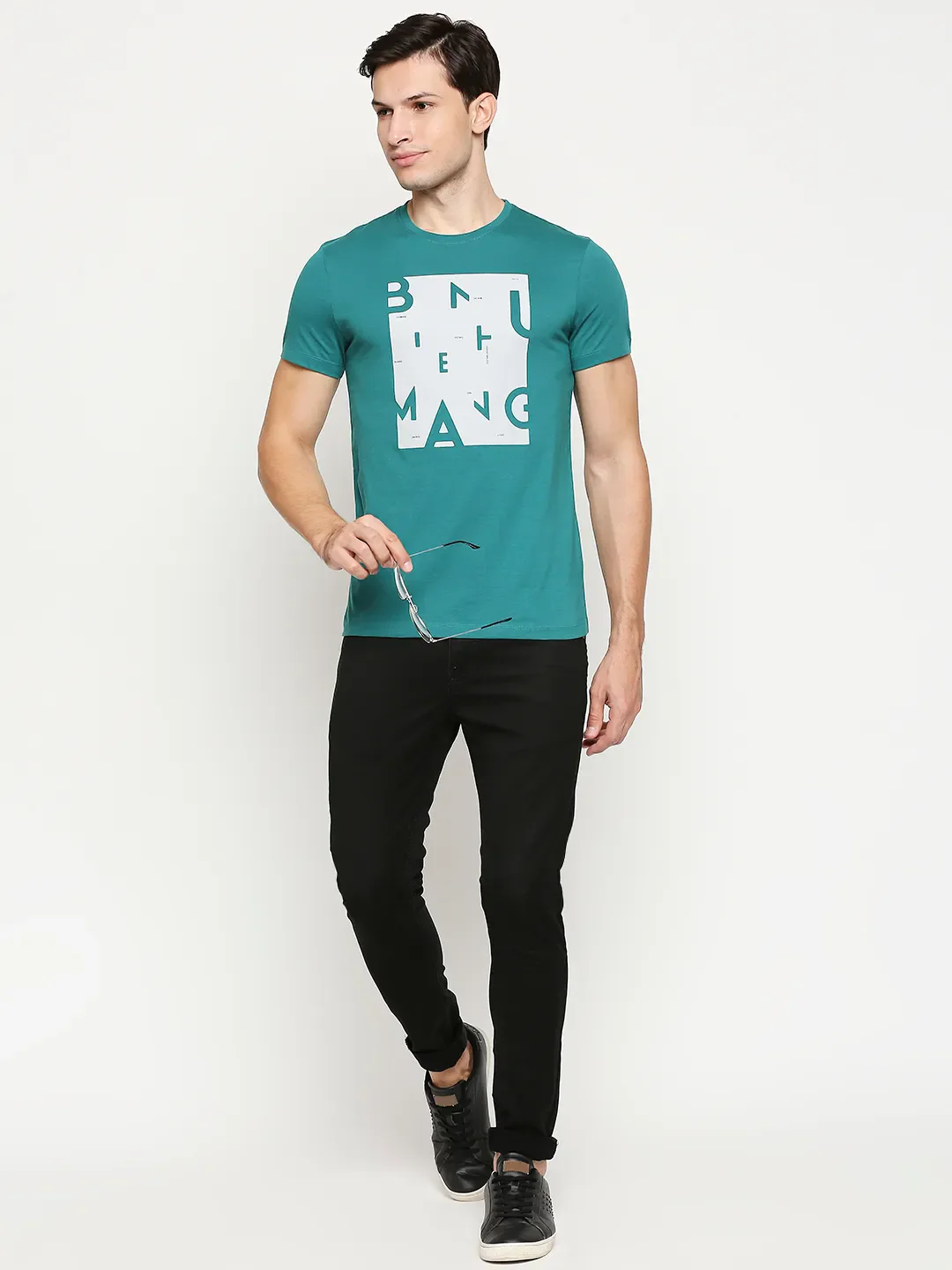 Green Regular Fit Men's Short Sleeves T-Shirt by Being Human Clothing - Image 13