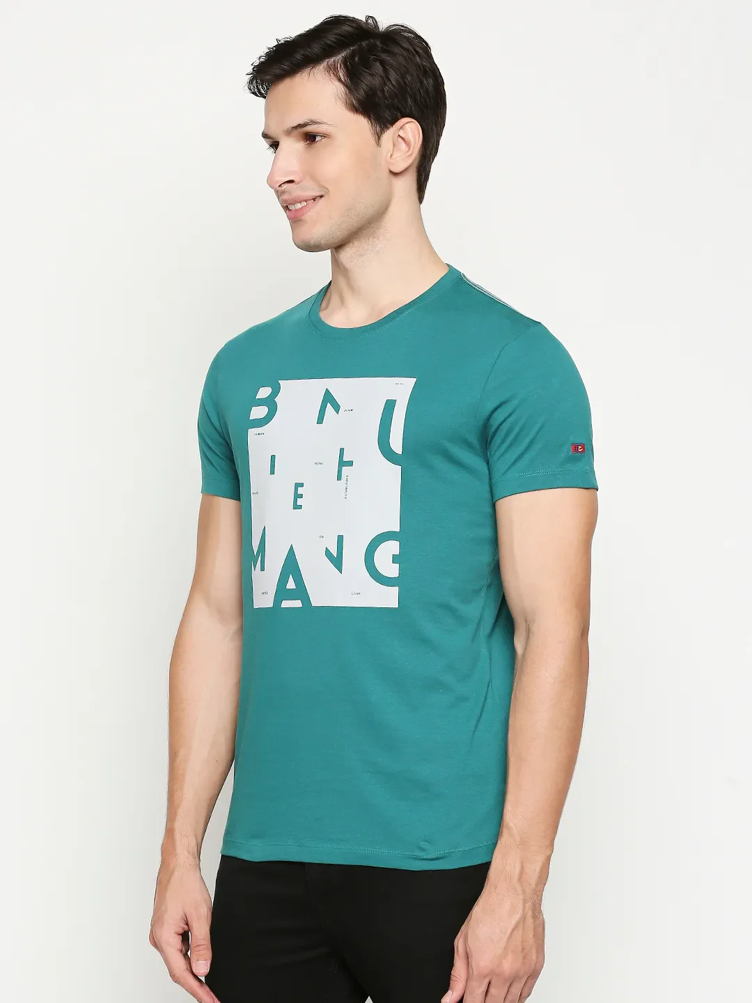 Green Regular Fit Men's Short Sleeves T-Shirt by Being Human Clothing - Image 2