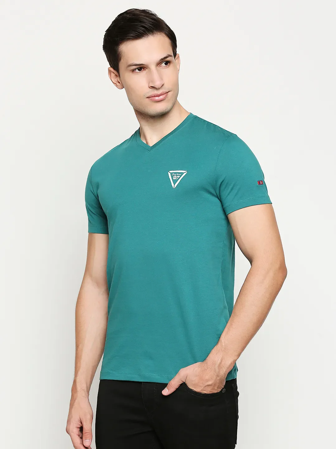 Green Regular Fit Men's Short Sleeves T-Shirt by Being Human Clothing - Image 2