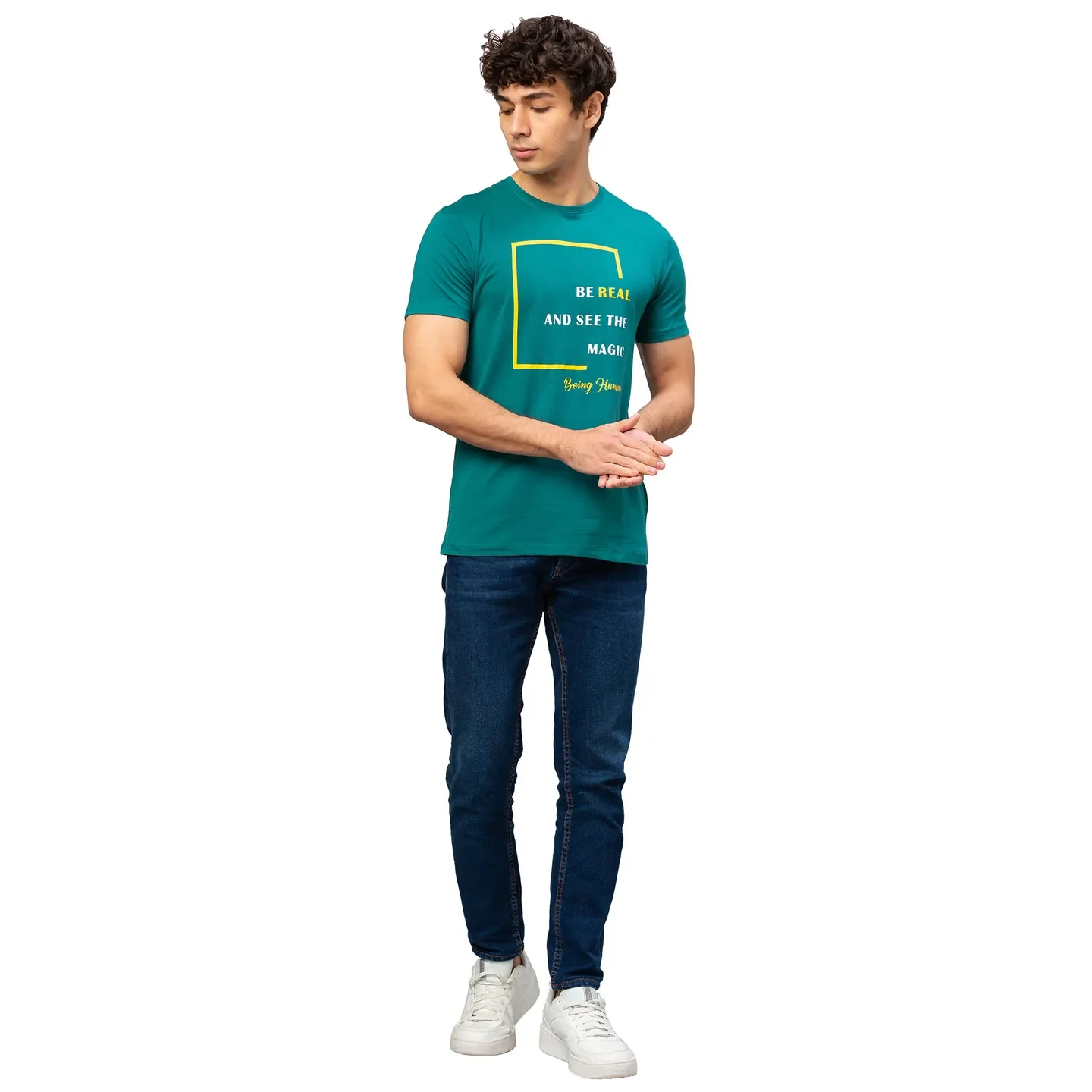 Green Regular Fit Men's Short Sleeves T-Shirt by Being Human Clothing - Image 2