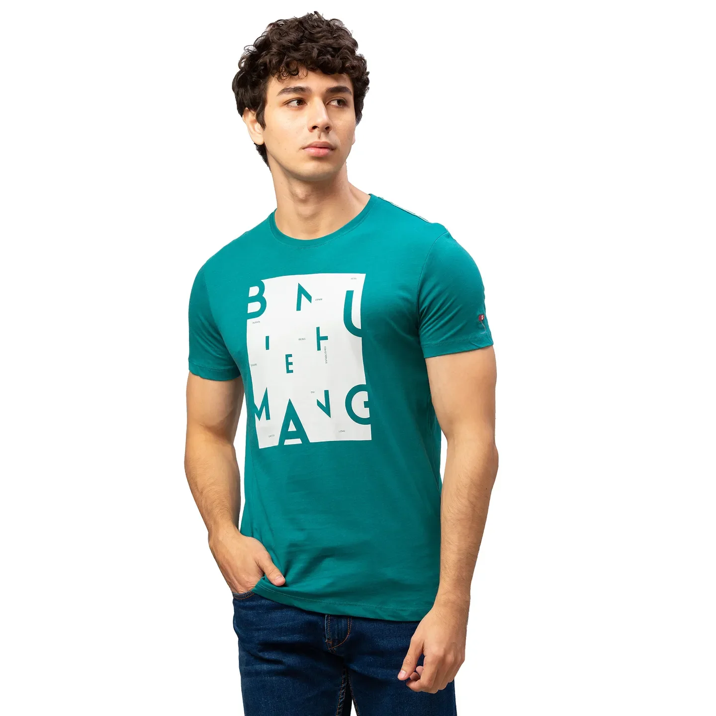 Green Regular Fit Men's Short Sleeves T-Shirt by Being Human Clothing