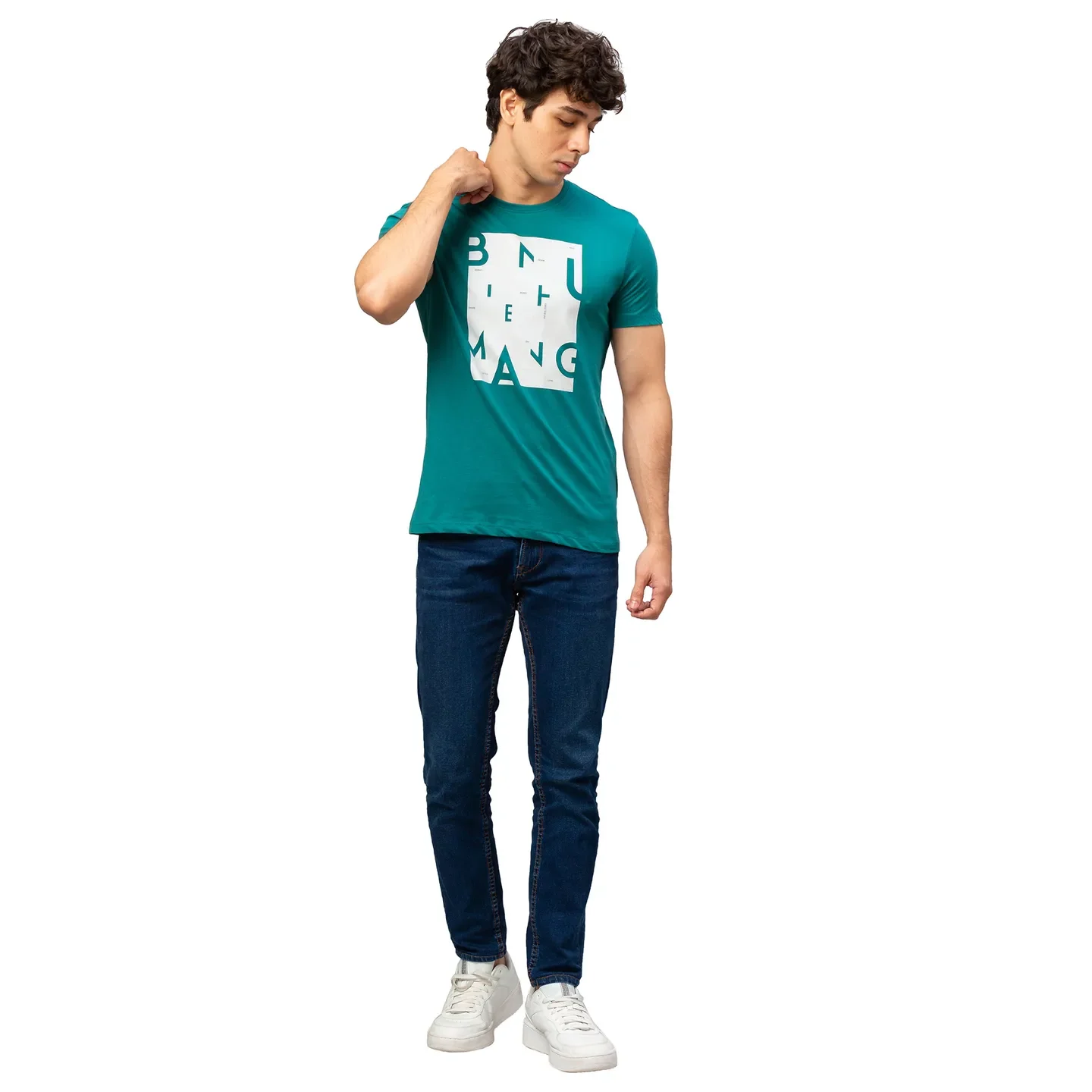 Green Regular Fit Men's Short Sleeves T-Shirt by Being Human Clothing - Image 2