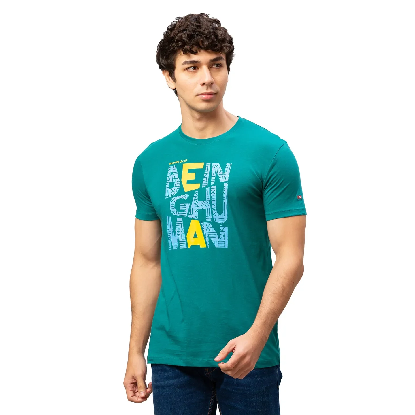 Green Regular Fit Men's Short Sleeves T-Shirt by Being Human Clothing