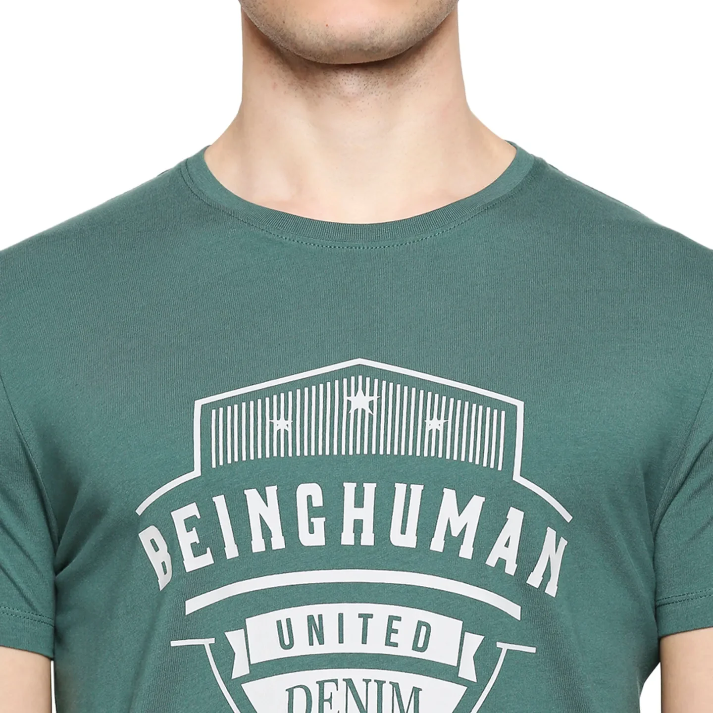 Green Regular Fit Men's Short Sleeves T-Shirt by Being Human Clothing - Image 5