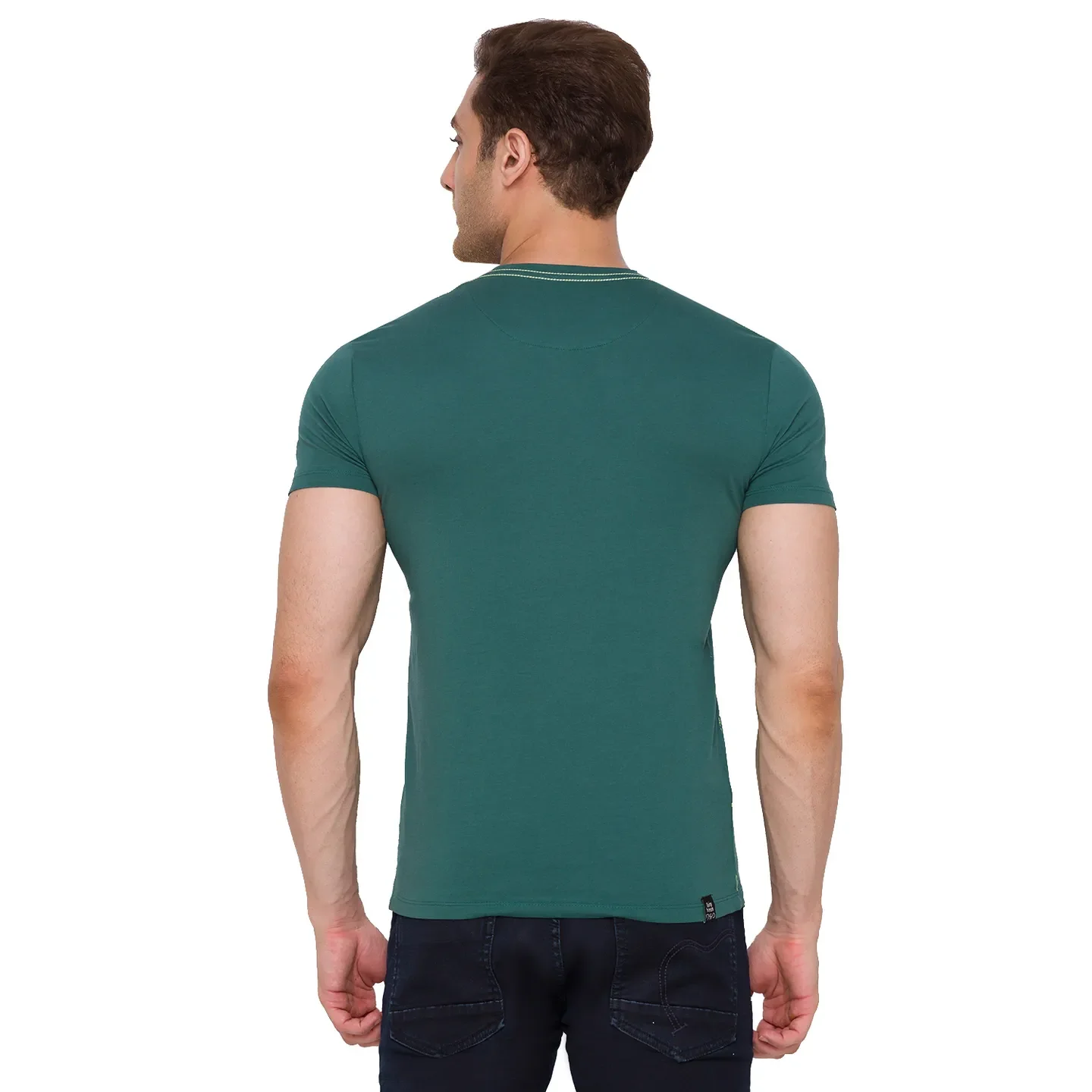 Green Regular Fit Men's Short Sleeves T-Shirt by Being Human Clothing - Image 3
