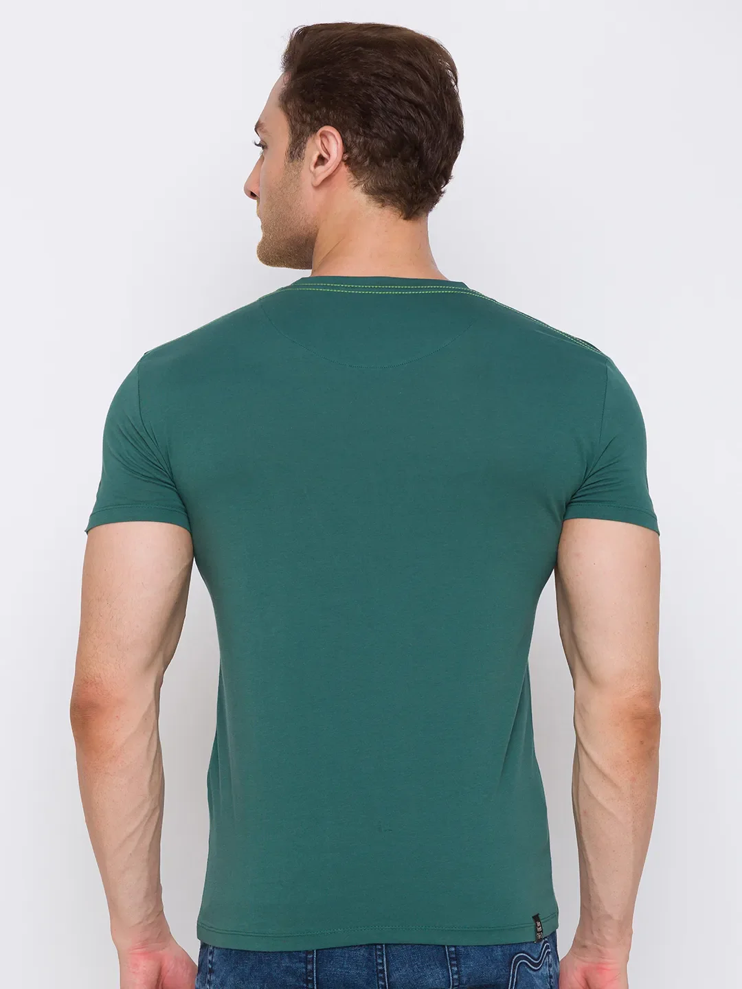 Green Regular Fit Men's Short Sleeves T-Shirt by Being Human Clothing - Image 4