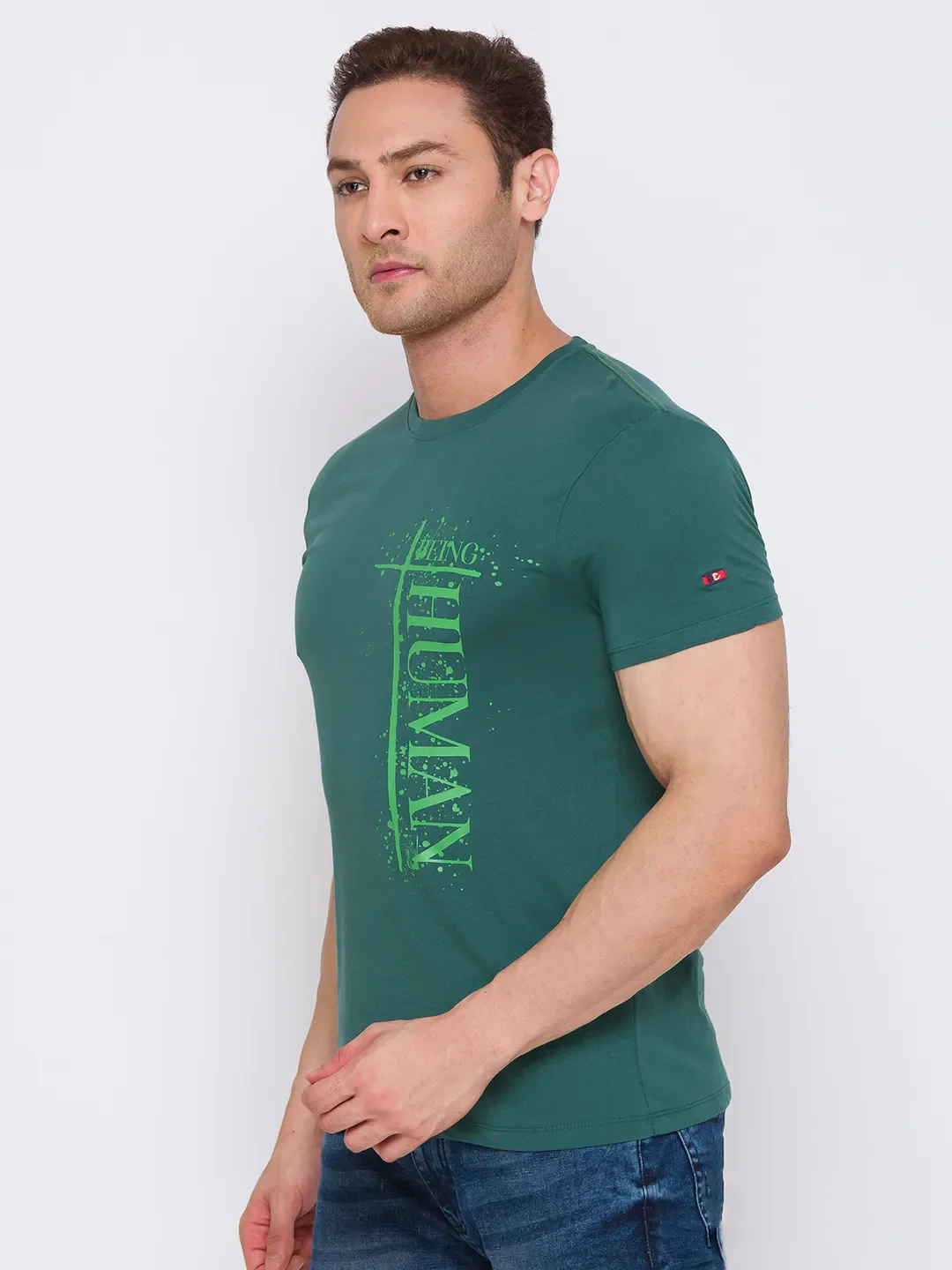 Green Regular Fit Men's Short Sleeves T-Shirt by Being Human Clothing - Image 8